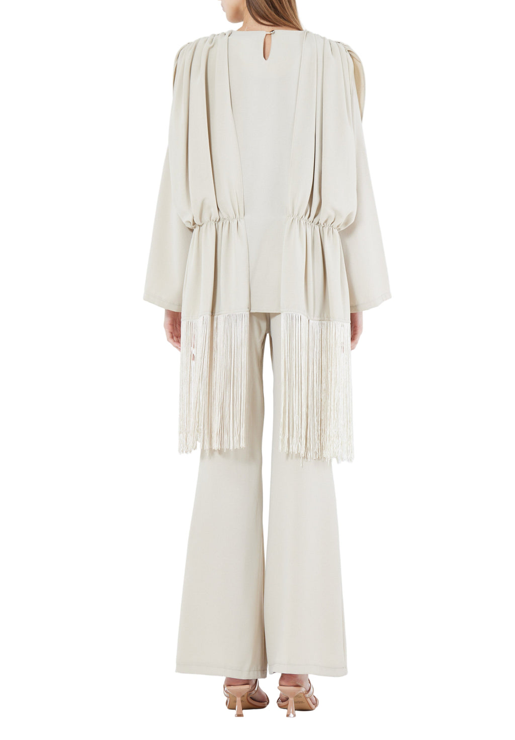 Beautiful Draped Chiffon Top With Fit And Flare Pant