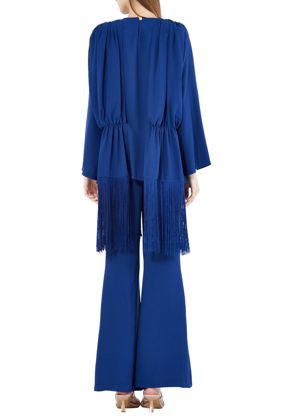 Beautiful Draped Chiffon Top With Fit And Flare Pant