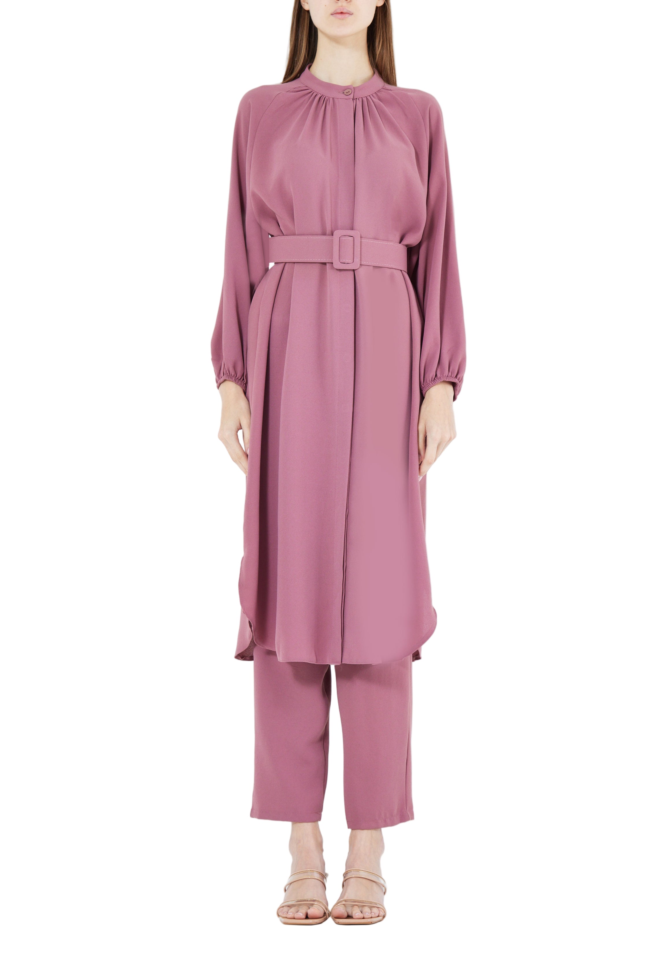 Simple And Elegant Midi Top And Ankle Length Pant With Long Sleeves