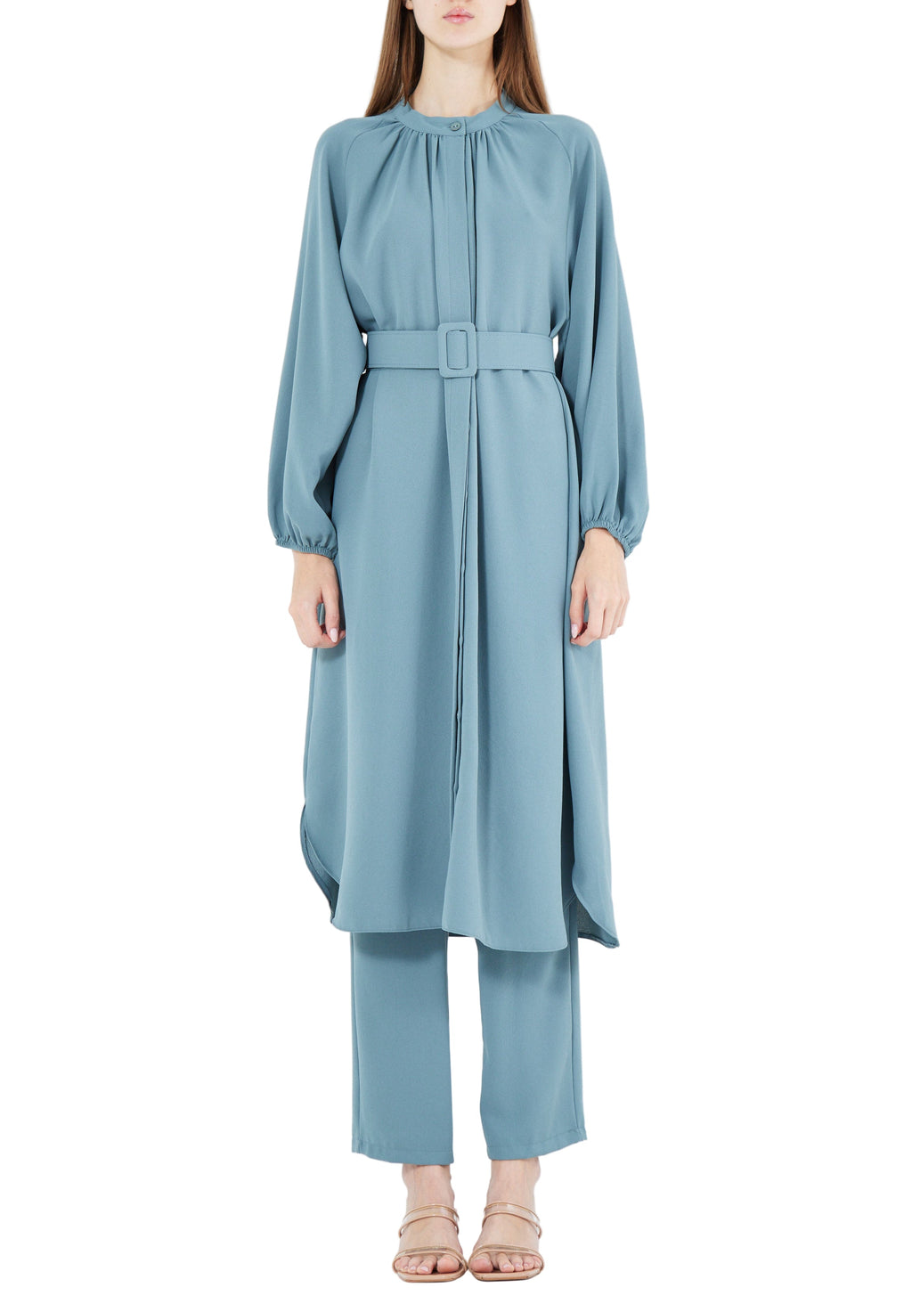 Simple And Elegant Midi Top And Ankle Length Pant With Long Sleeves