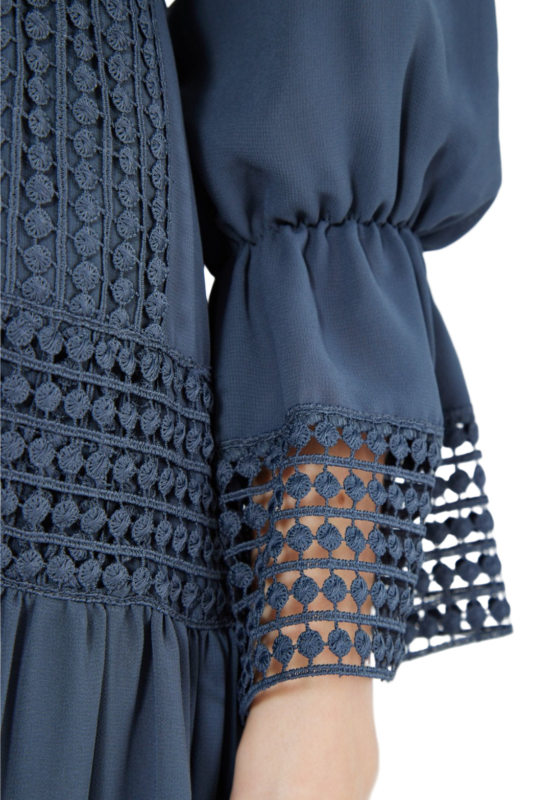 Beautiful Frilled Jalabiya With Round Neckline with Bishop Sleeves