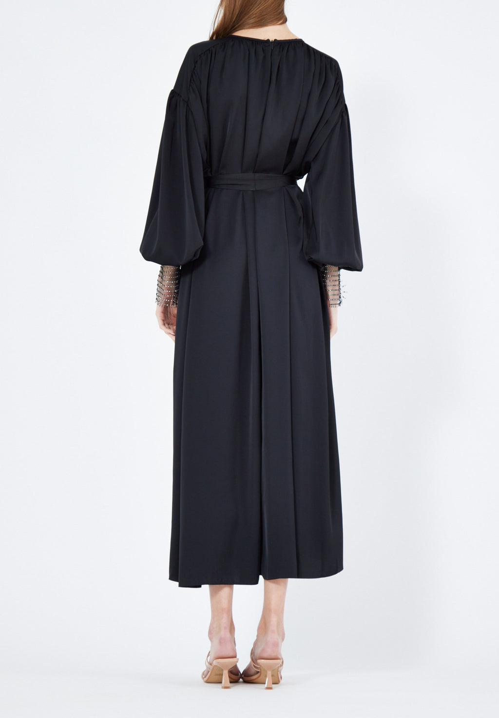 Beautiful Loose fitted Silk Jalabiya With Round Neckline With Bishop Sleeves