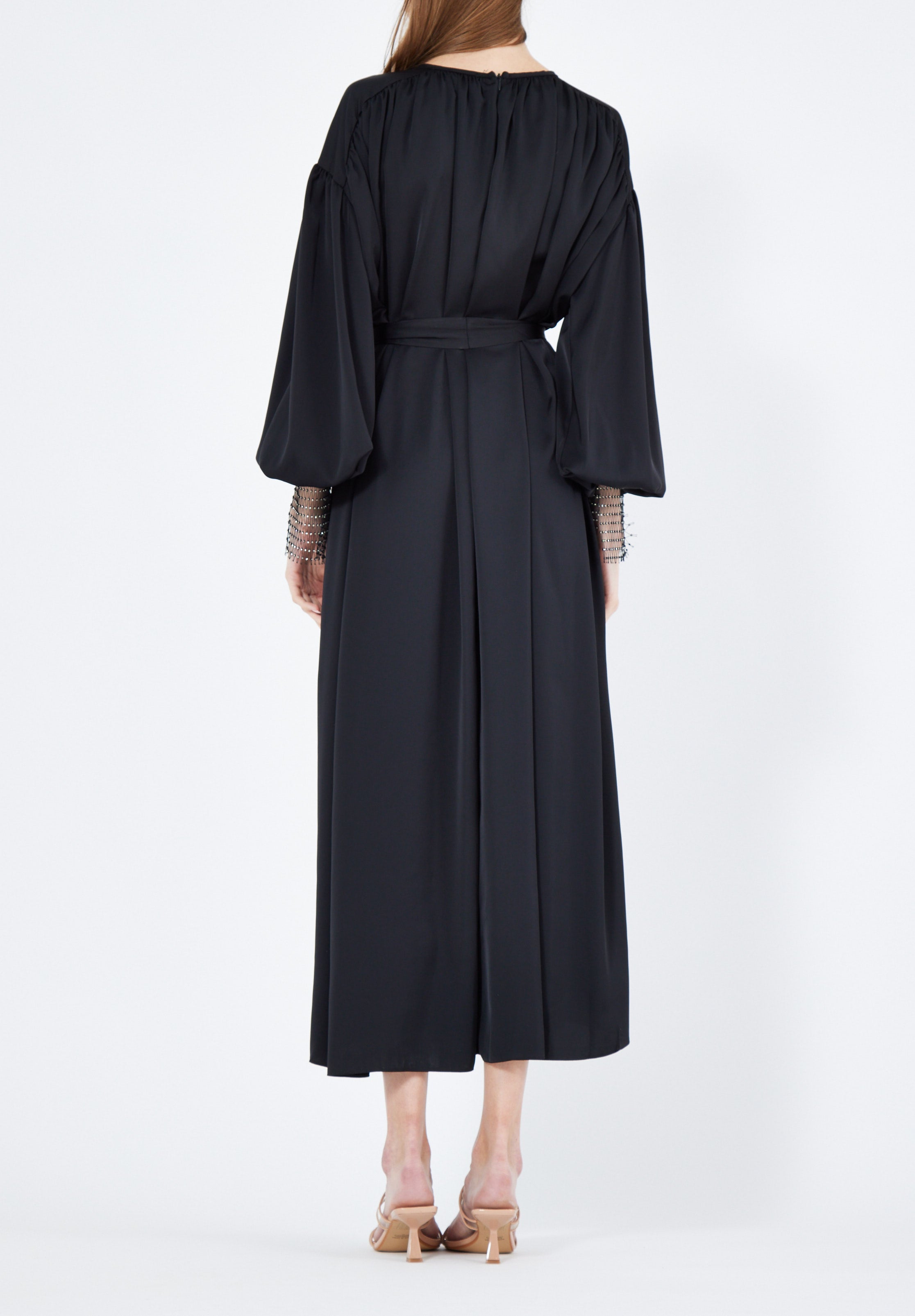 Beautiful Loose fitted Silk Jalabiya With Round Neckline With Bishop Sleeves