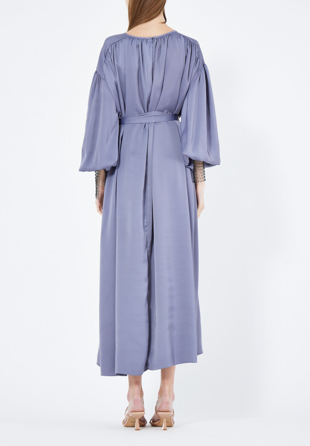 Beautiful Loose fitted Silk Jalabiya With Round Neckline With Bishop Sleeves