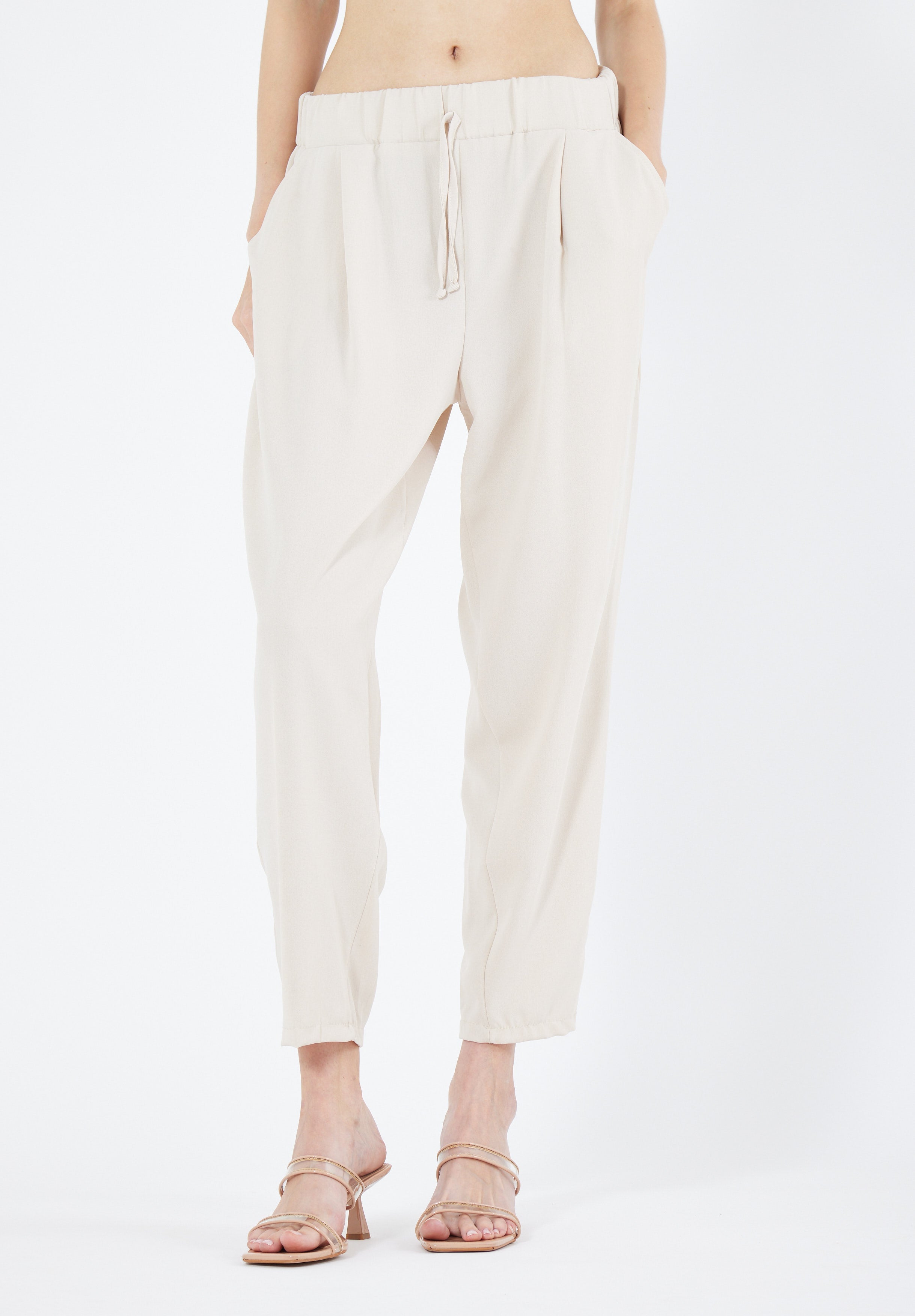 Stylish Elastic Waisted Loose Fit Pant With Pockets