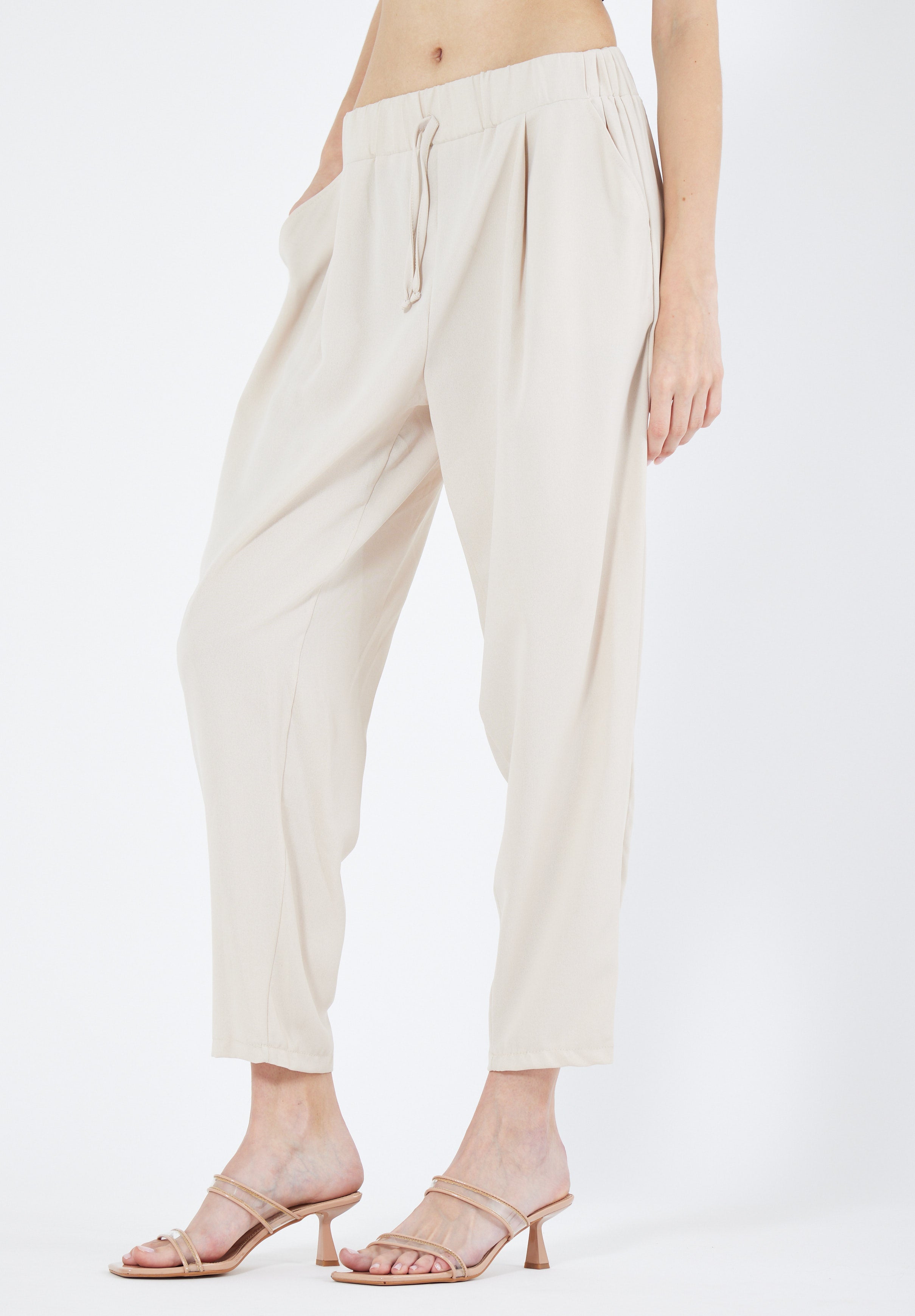 Stylish Elastic Waisted Loose Fit Pant With Pockets