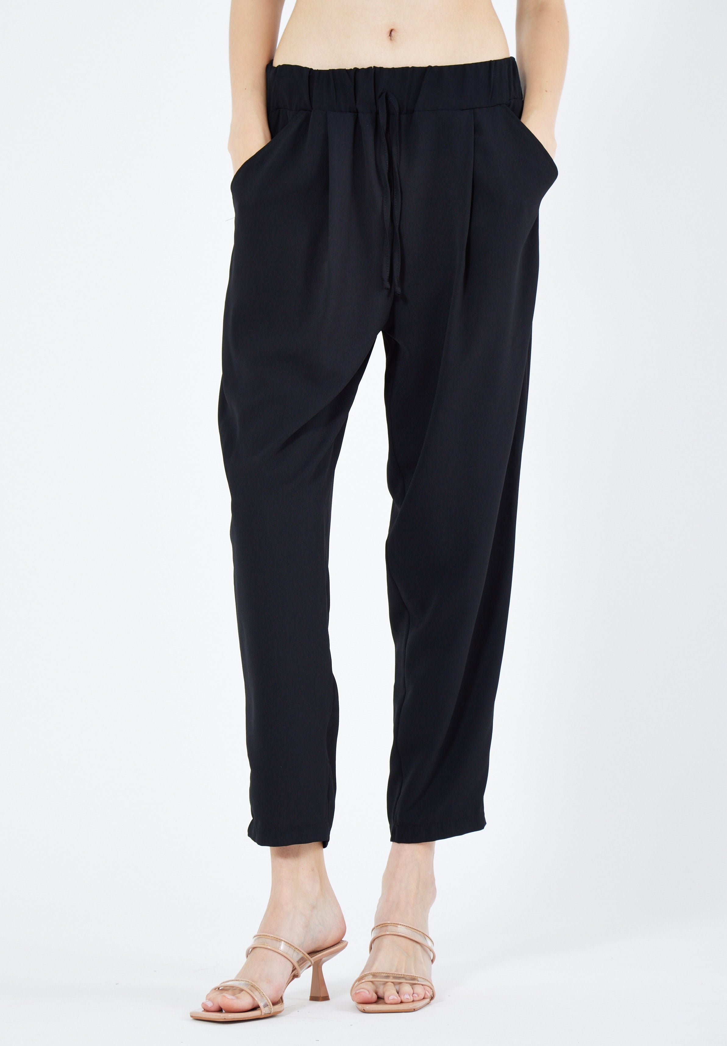 Stylish Elastic Waisted Loose Fit Pant With Pockets