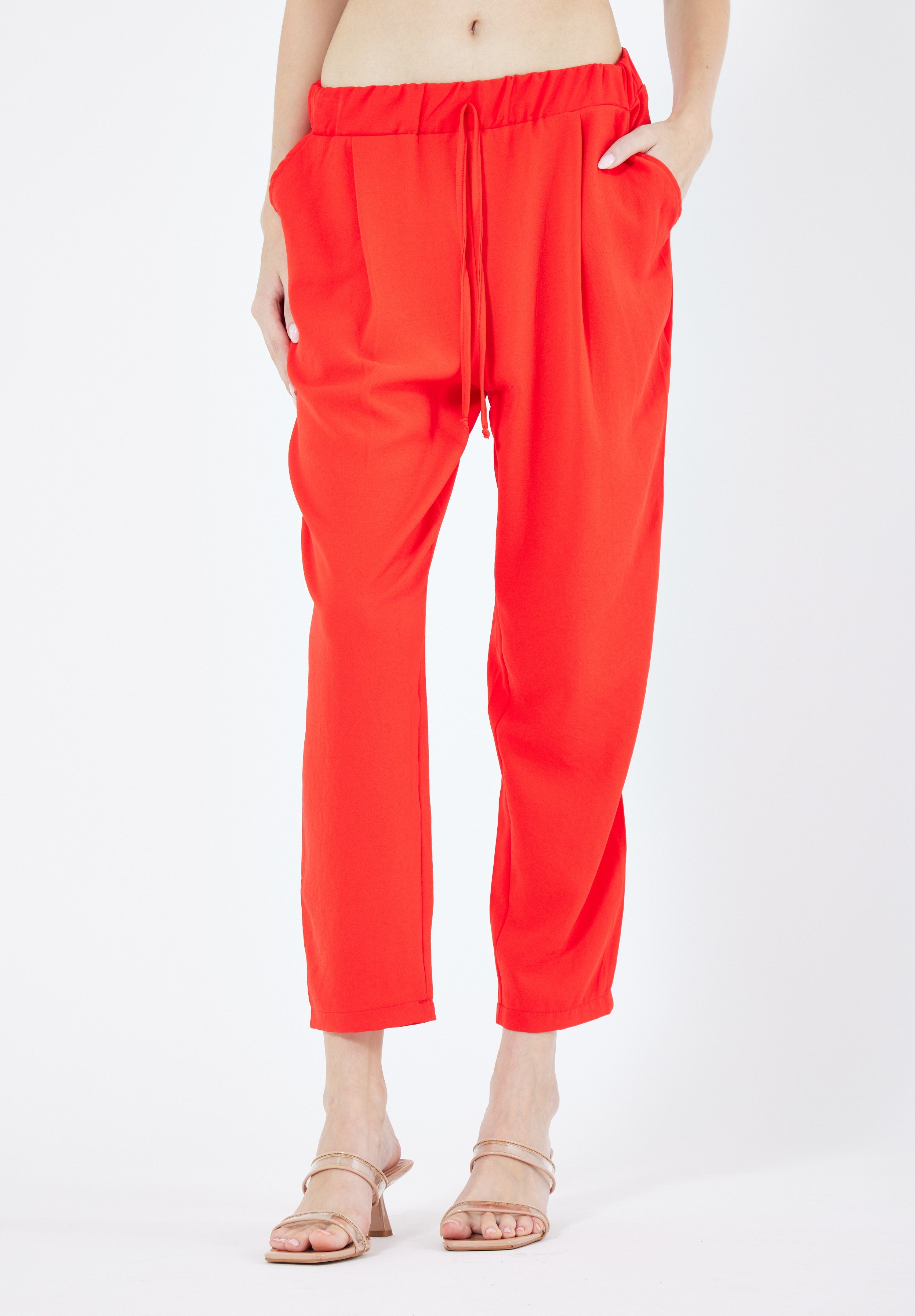 Stylish Elastic Waisted Loose Fit Pant With Pockets