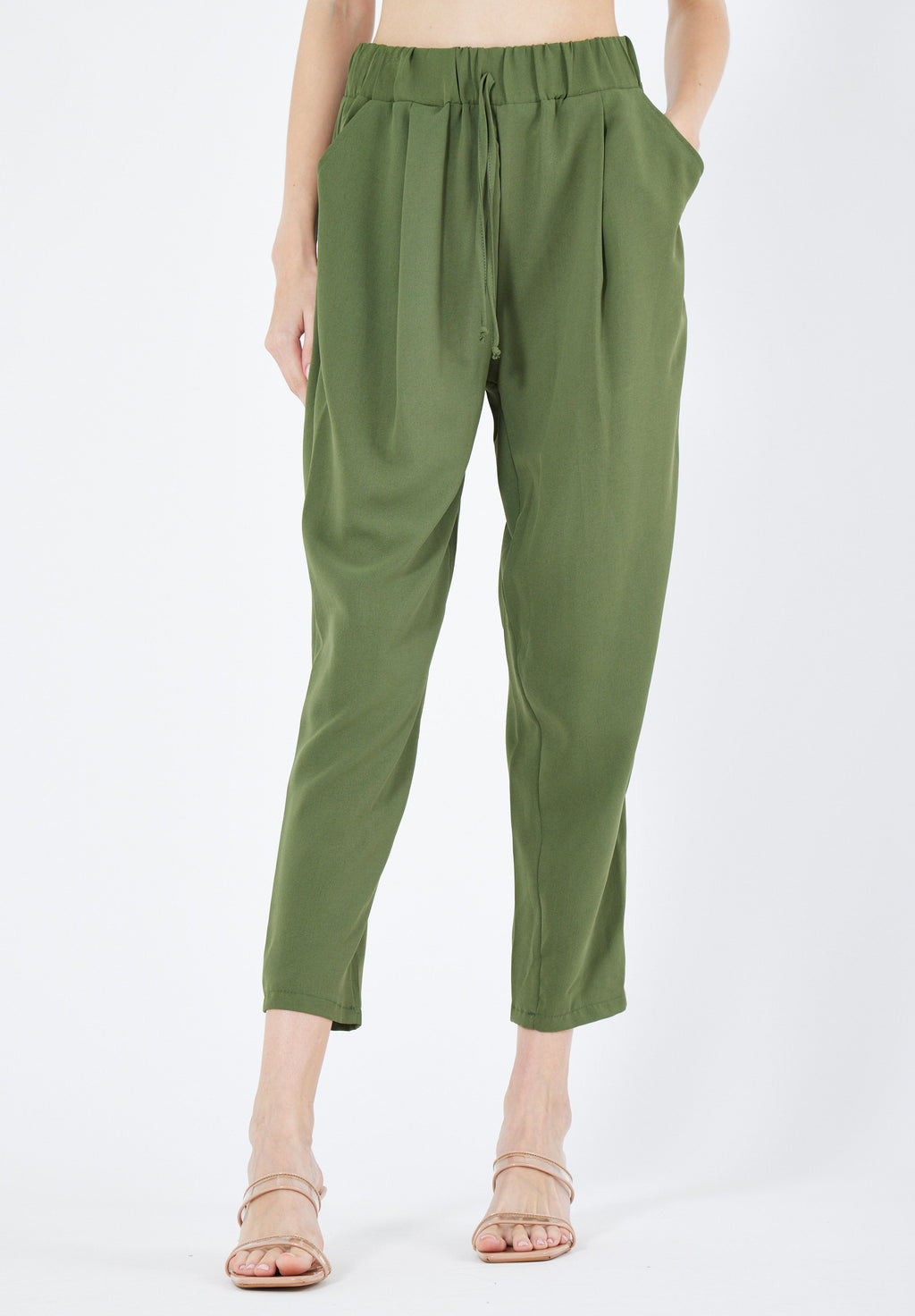 Stylish Elastic Waisted Loose Fit Pant With Pockets