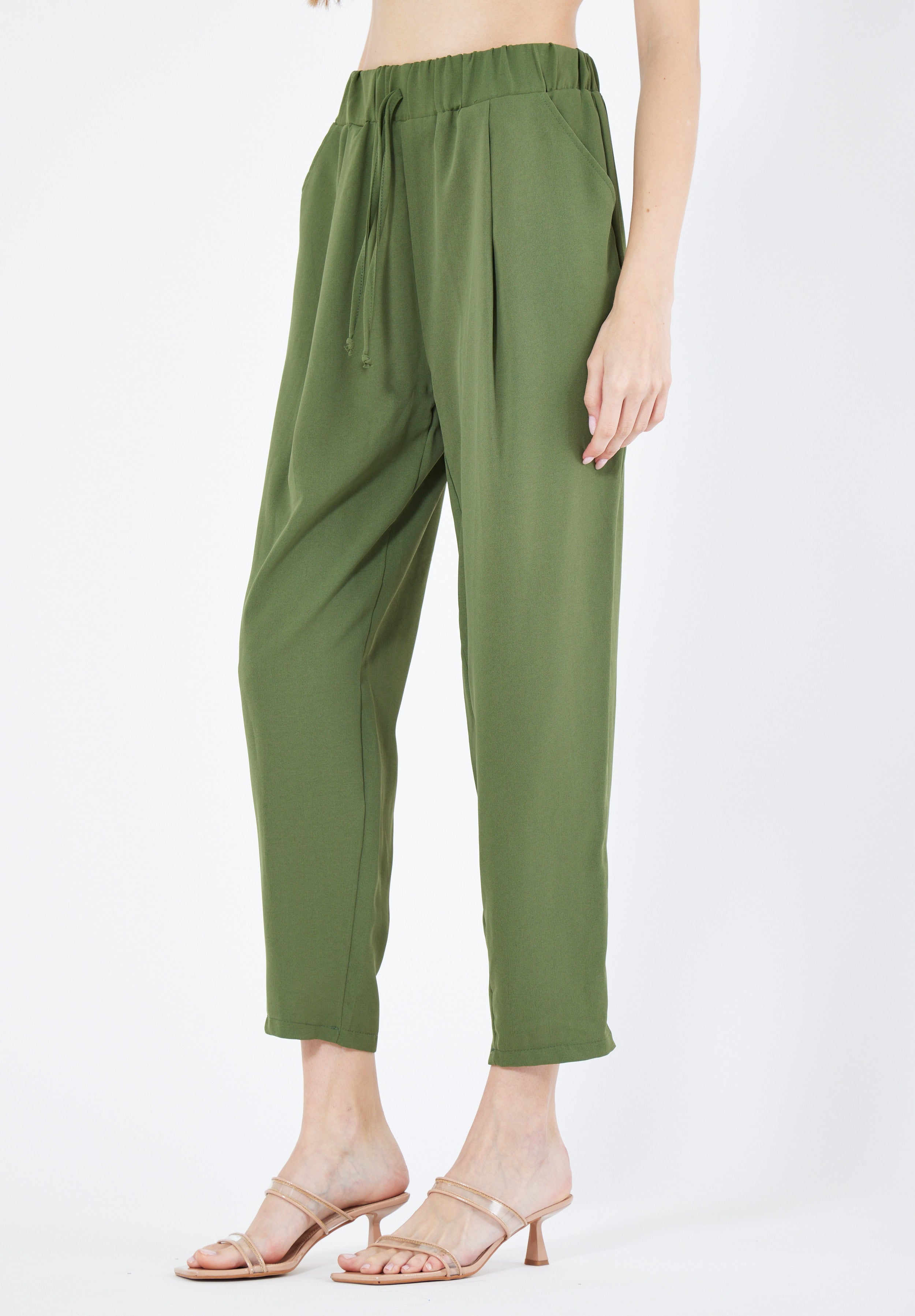 Stylish Elastic Waisted Loose Fit Pant With Pockets