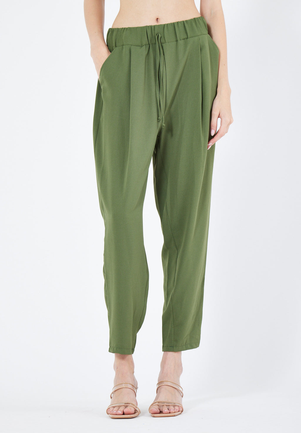 Stylish Elastic Waisted Loose Fit Pant With Pockets