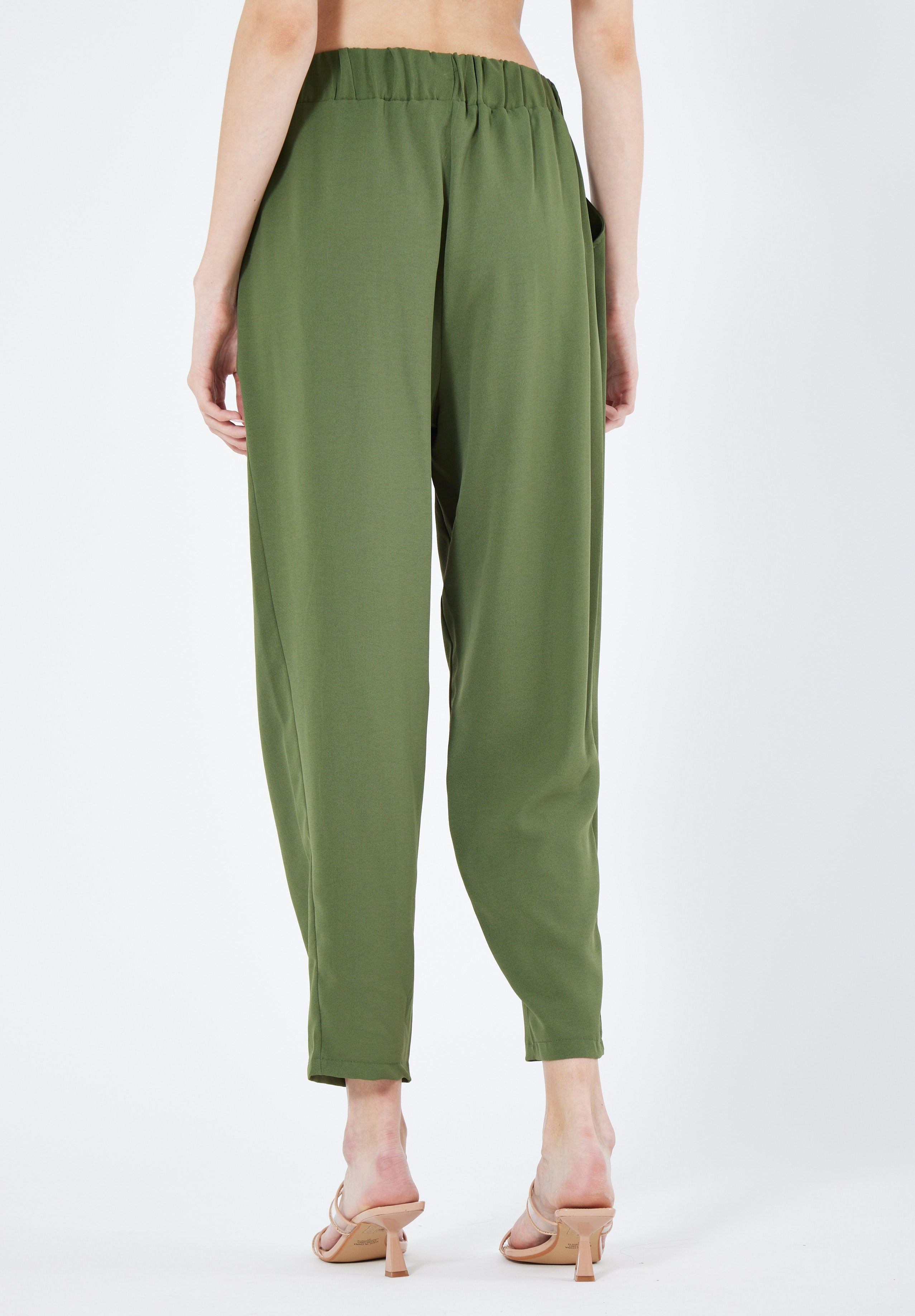 Stylish Elastic Waisted Loose Fit Pant With Pockets