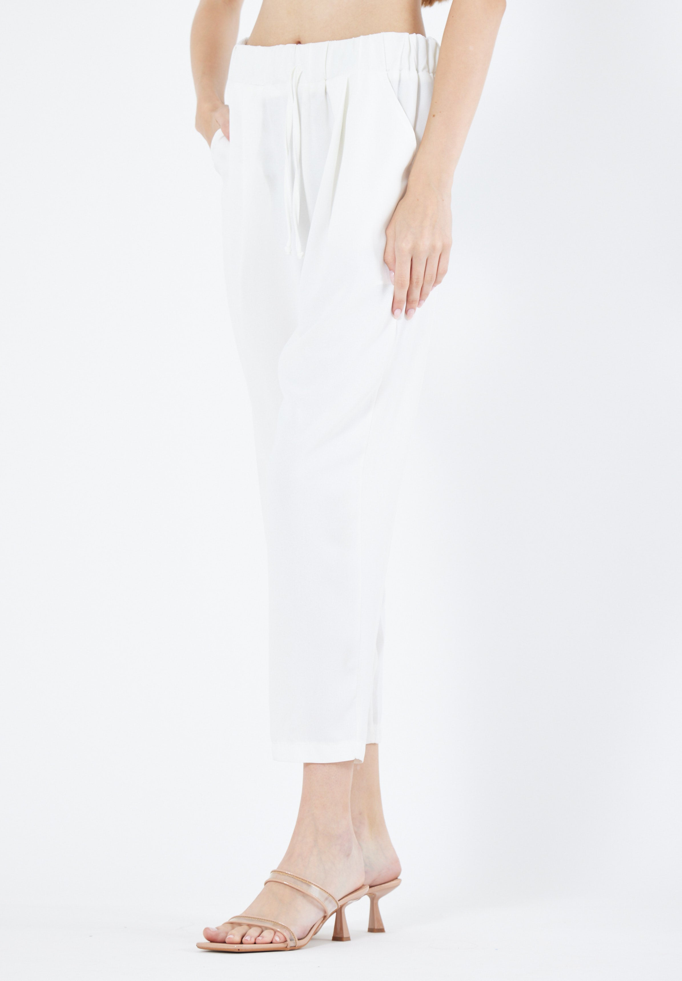 Stylish Elastic Waisted Loose Fit Pant With Pockets