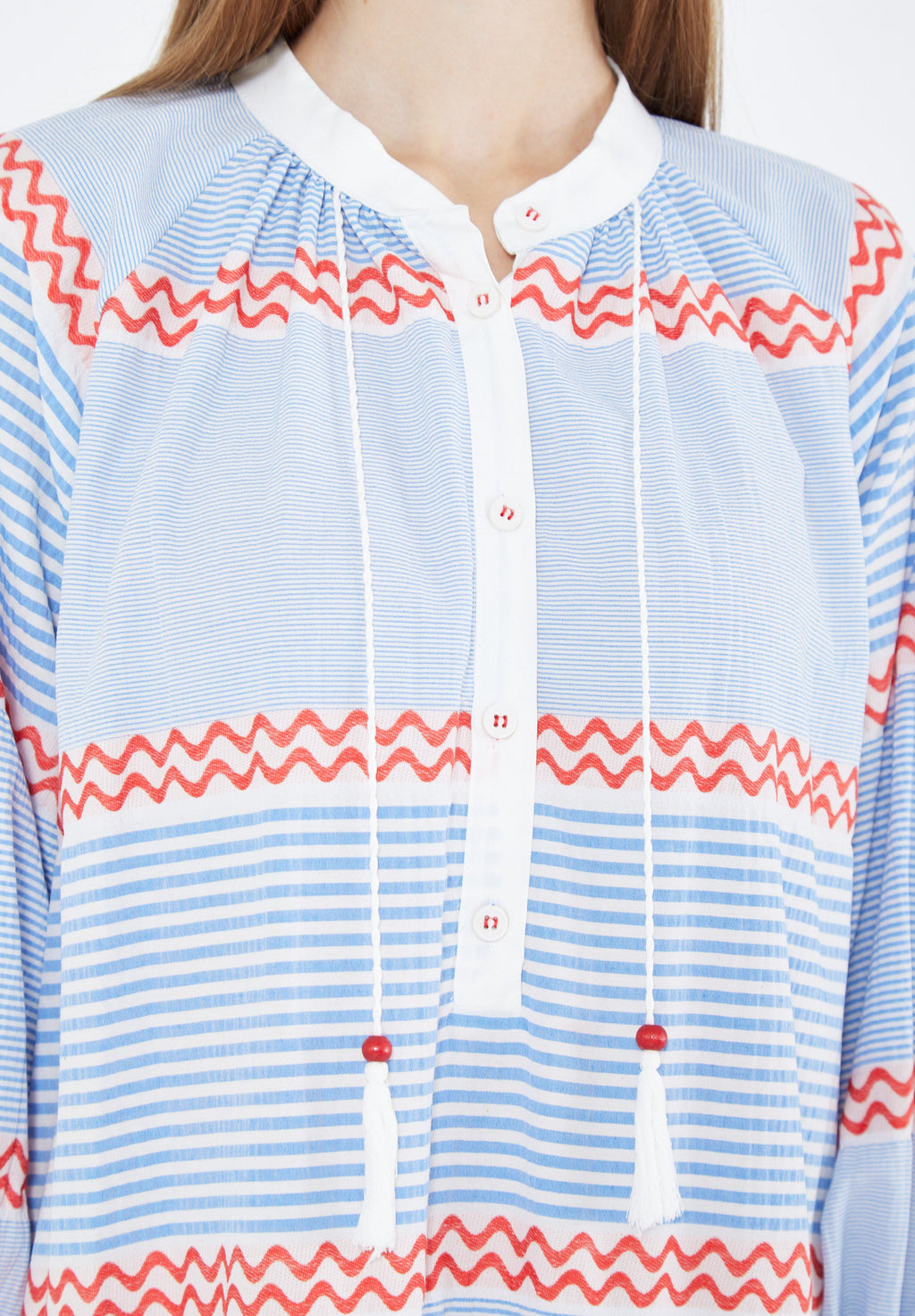 Simple And elegant Printed Maxi Dress With Long Dress And Mandarin Collar