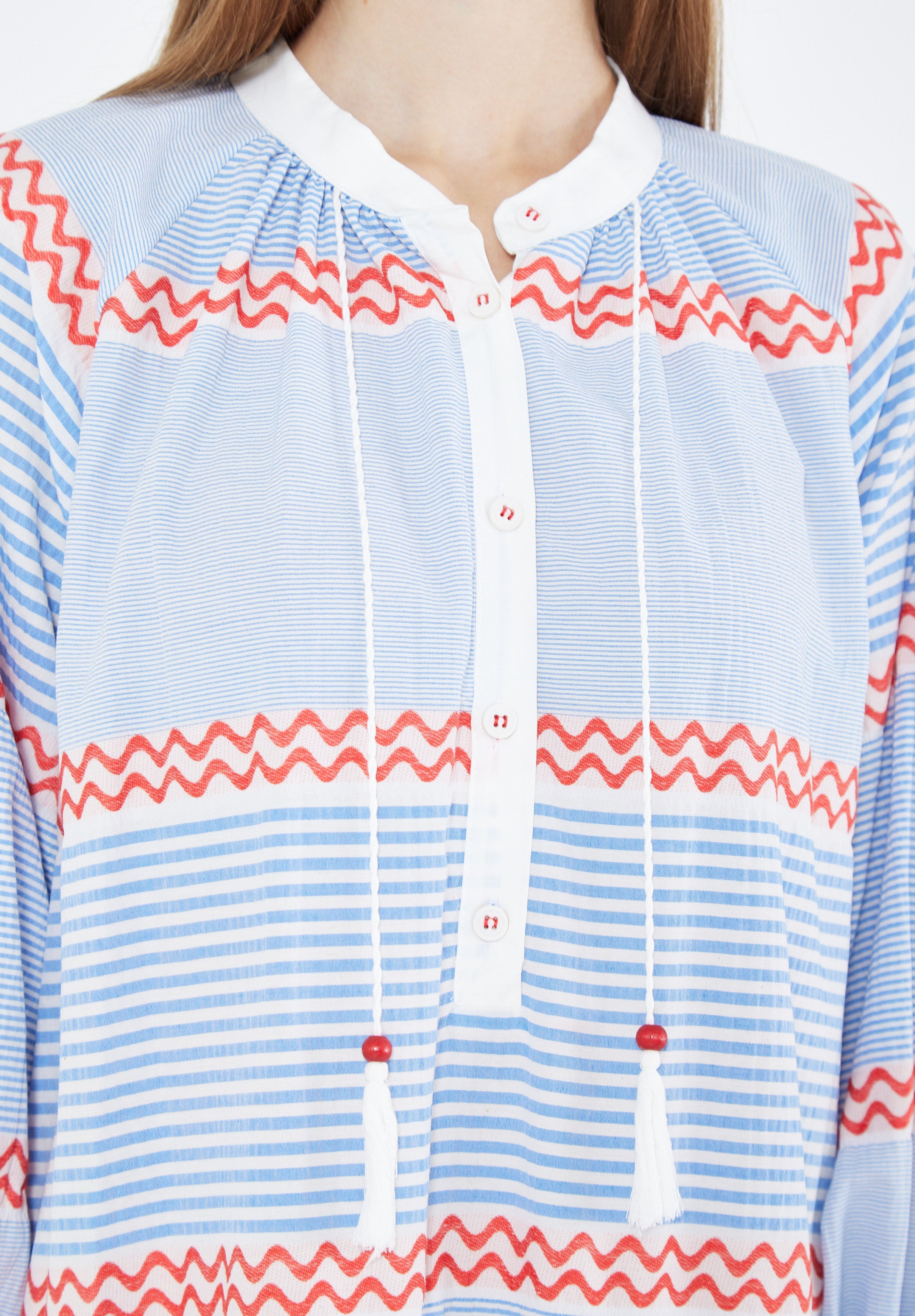 Simple And elegant Printed Maxi Dress With Long Dress And Mandarin Collar