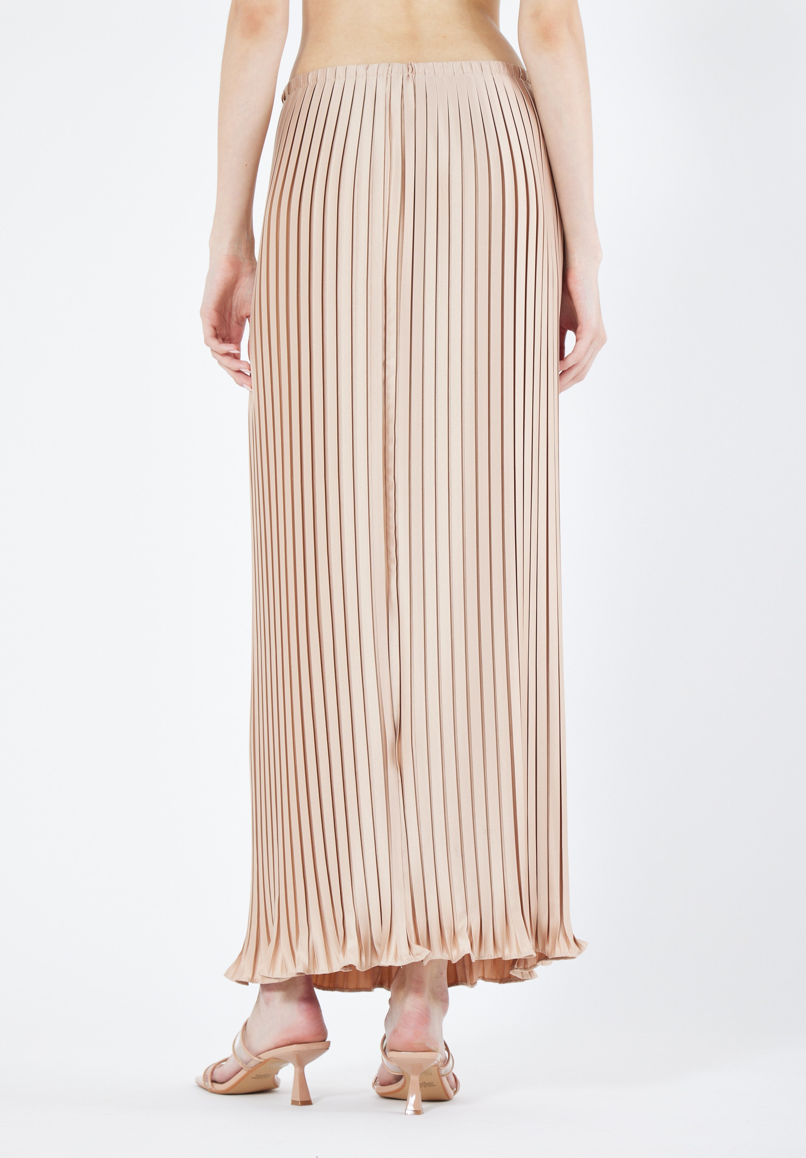 Beautiful Pleated Satin Long Skirt