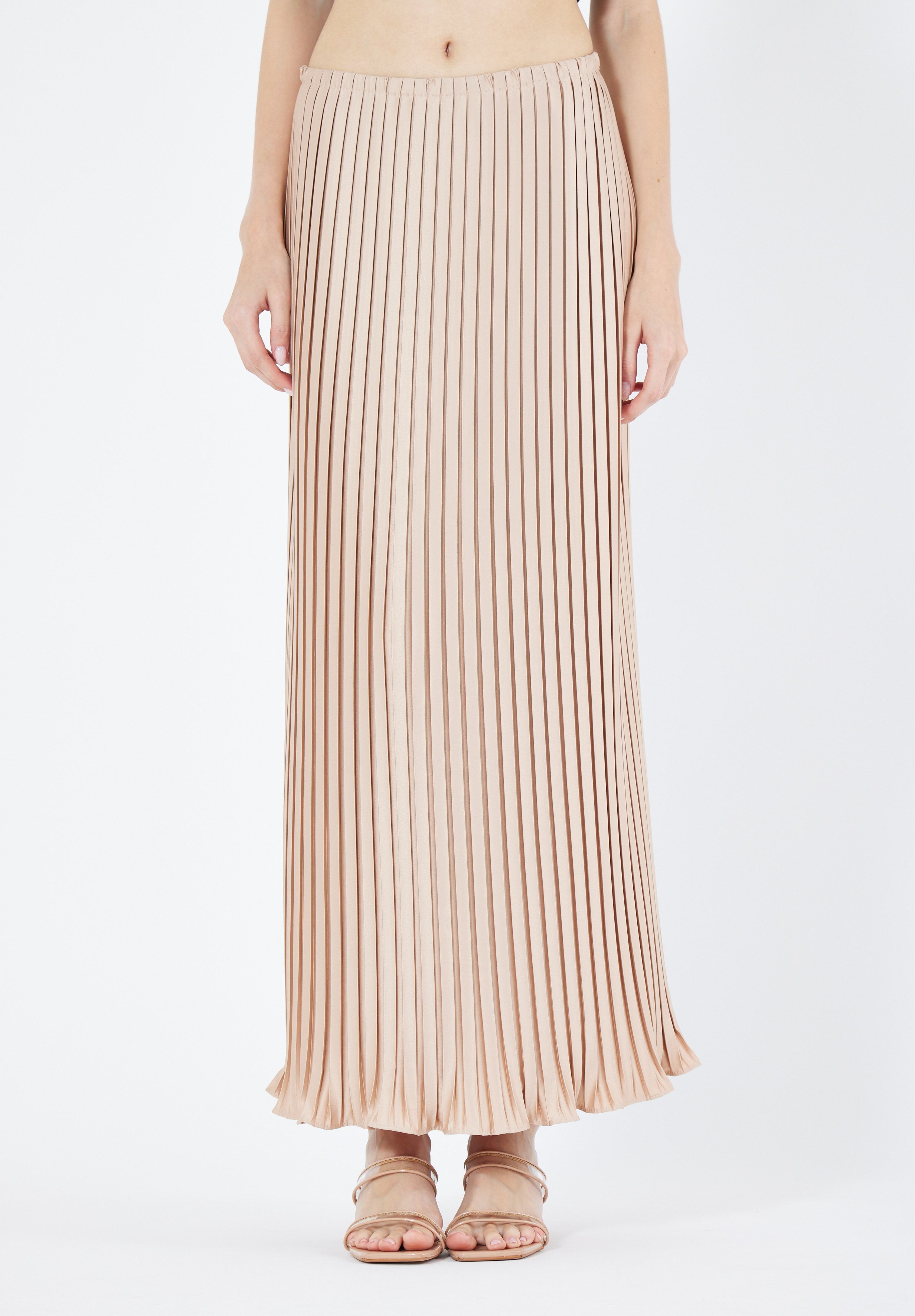 Beautiful Pleated Satin Long Skirt