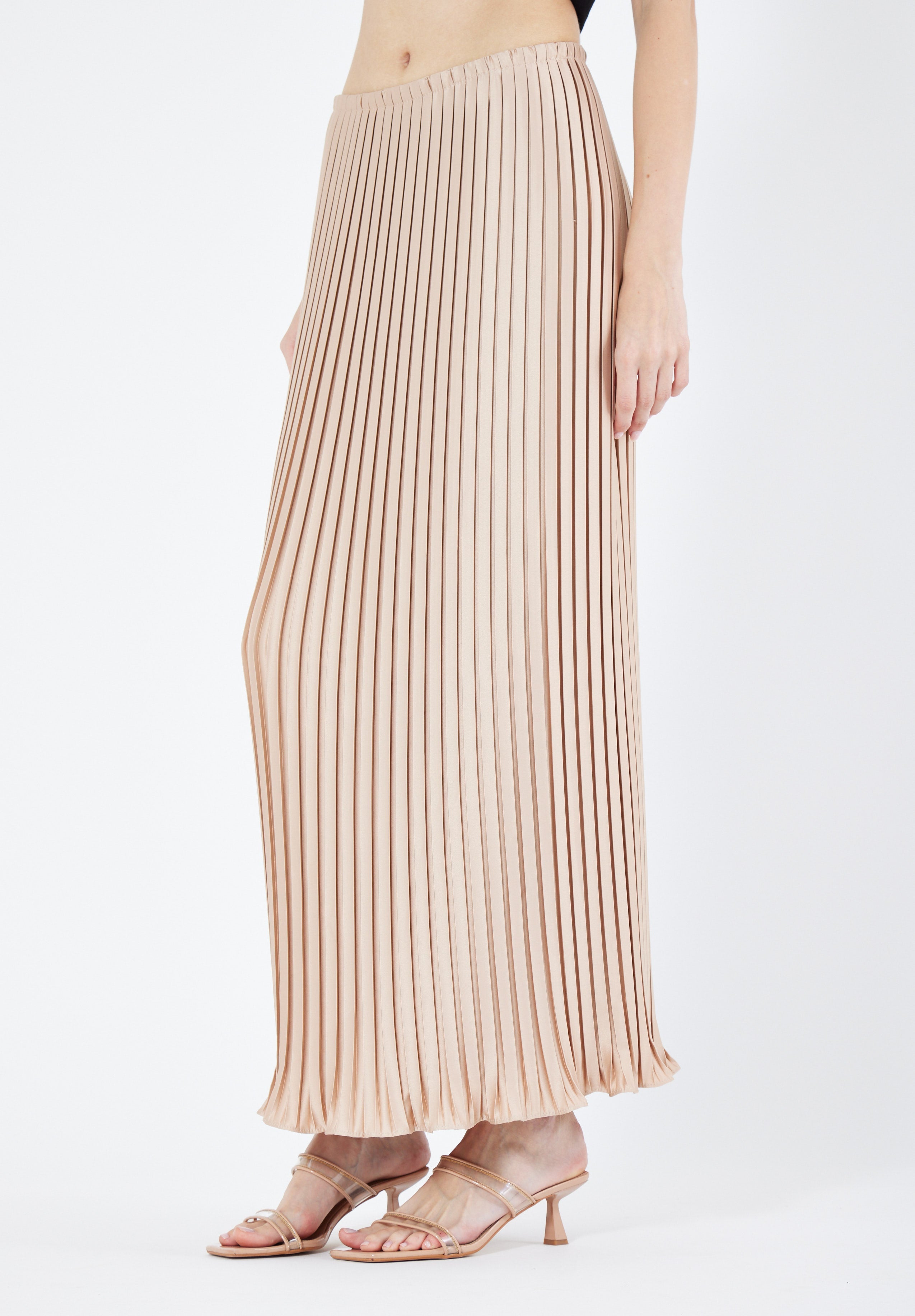 Beautiful Pleated Satin Long Skirt