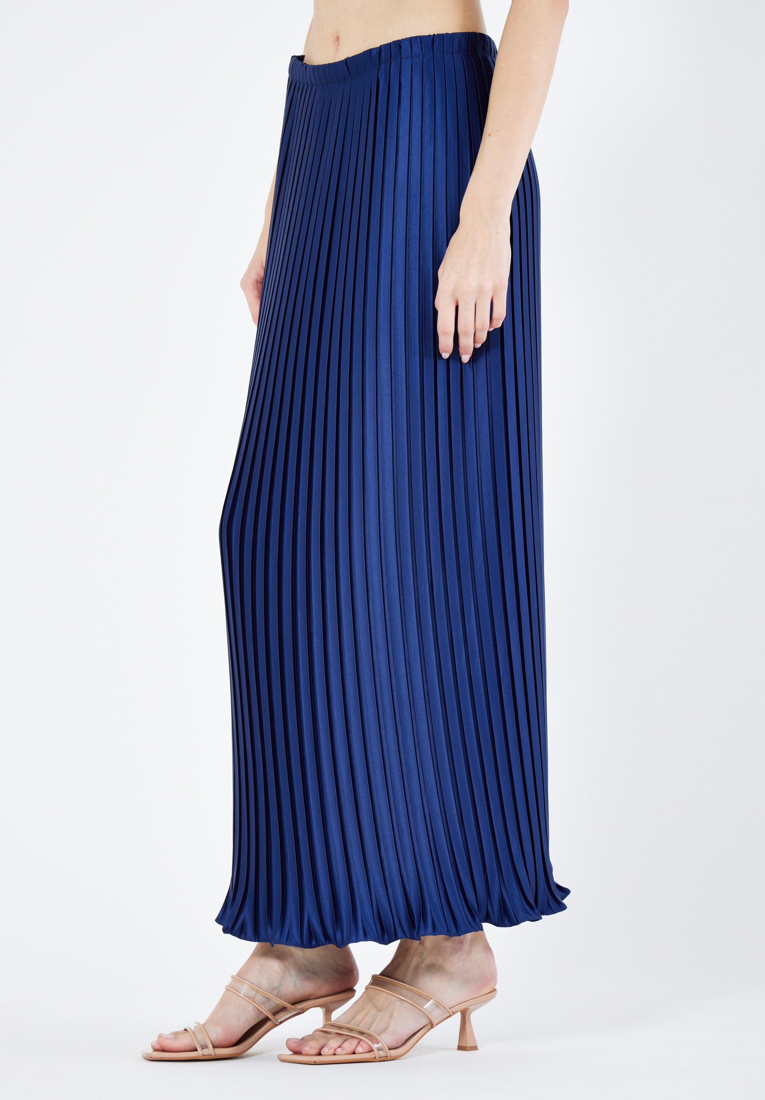 Beautiful Pleated Satin Long Skirt