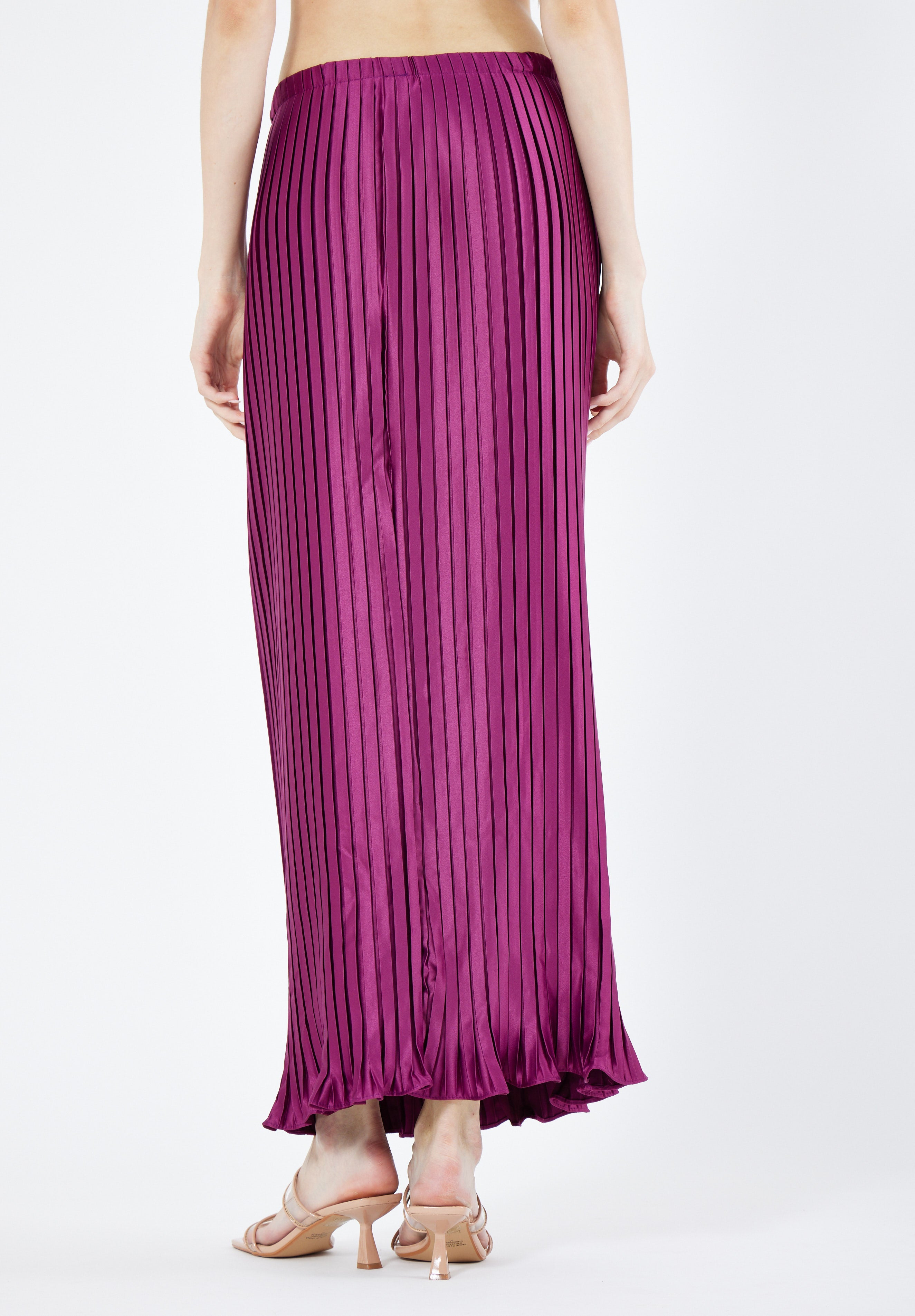 Beautiful Pleated Satin Long Skirt