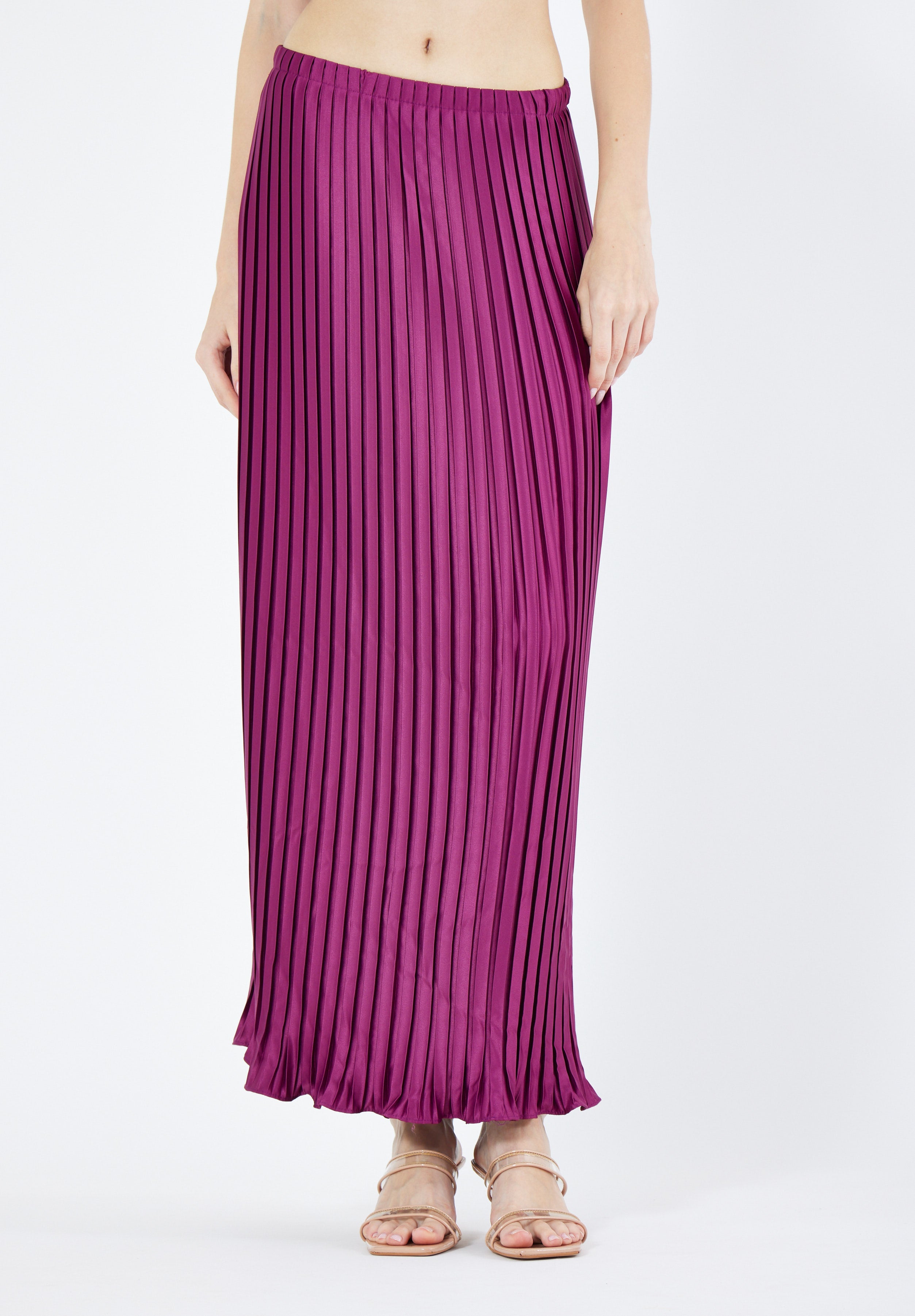Beautiful Pleated Satin Long Skirt