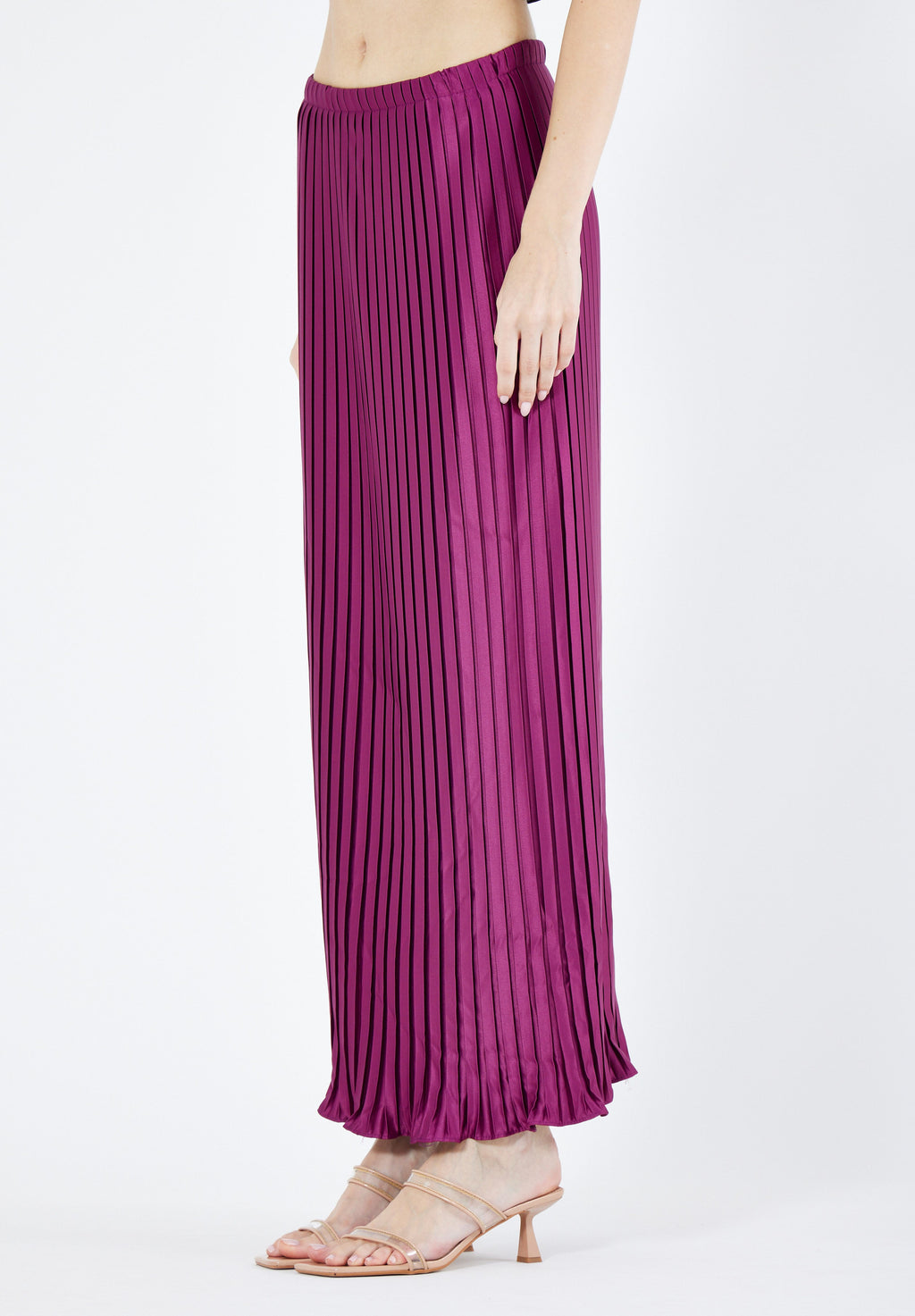 Beautiful Pleated Satin Long Skirt
