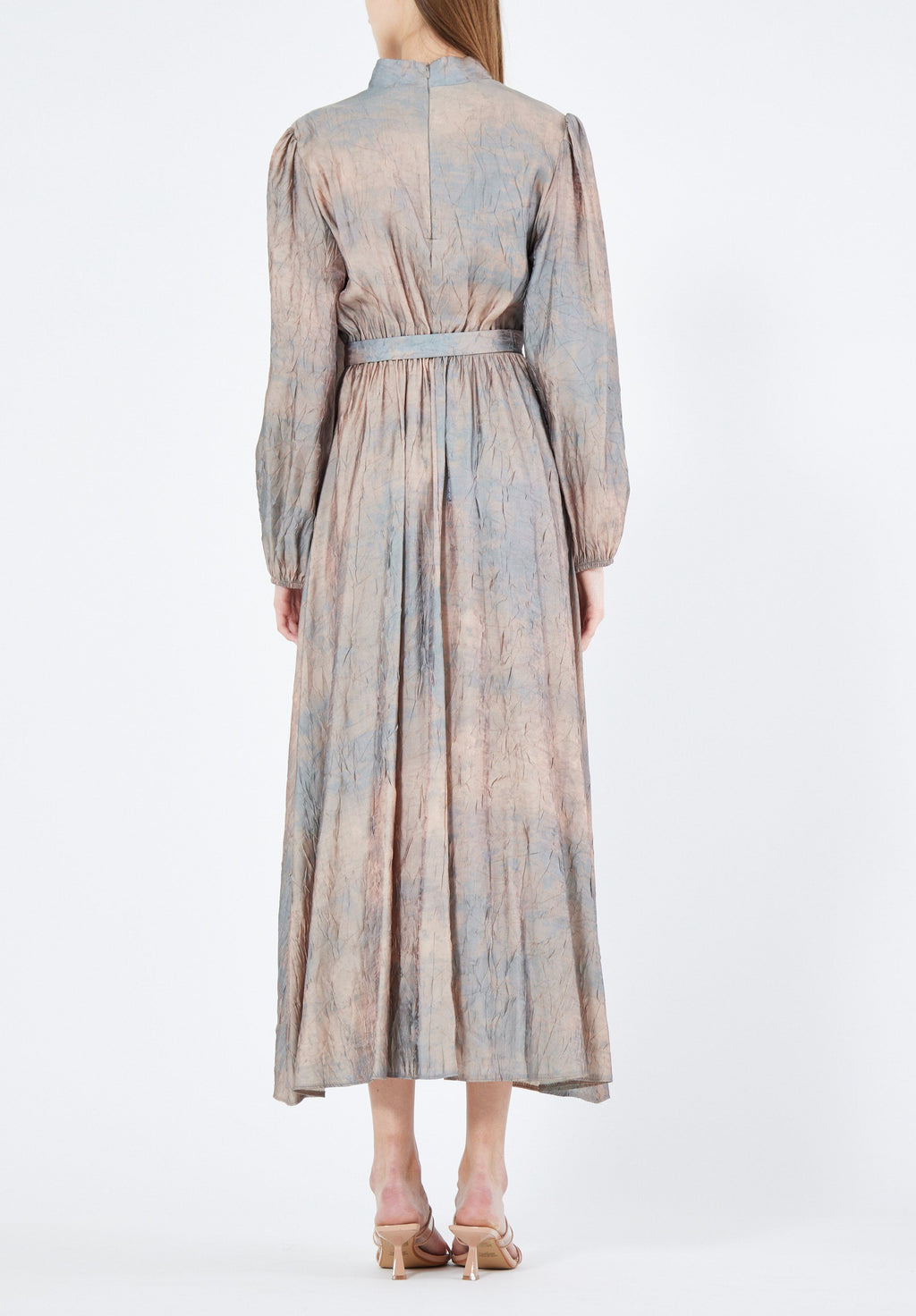 Beautiful Jacquard Long Dress With Flower Embellishment