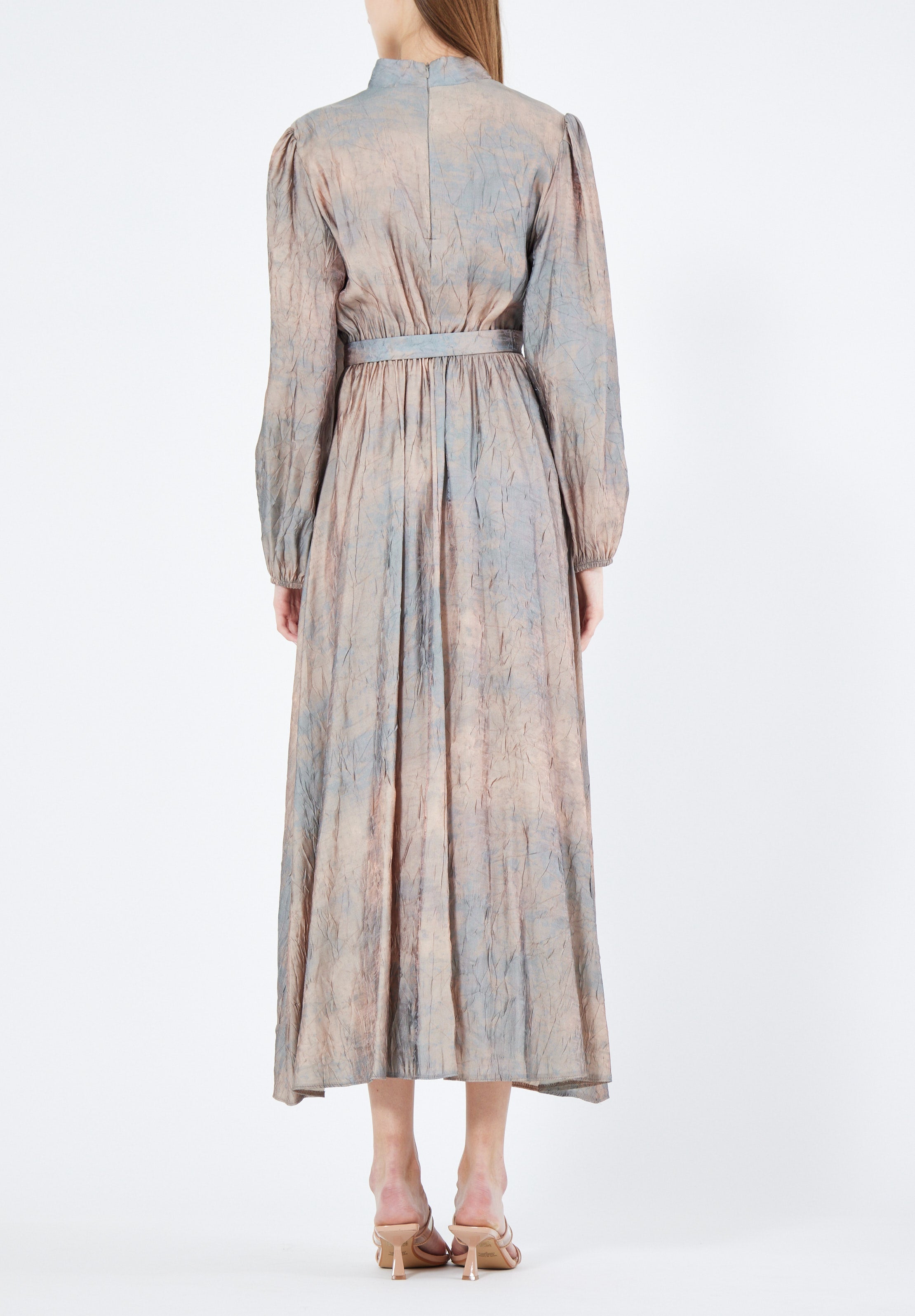 Beautiful Jacquard Long Dress With Flower Embellishment