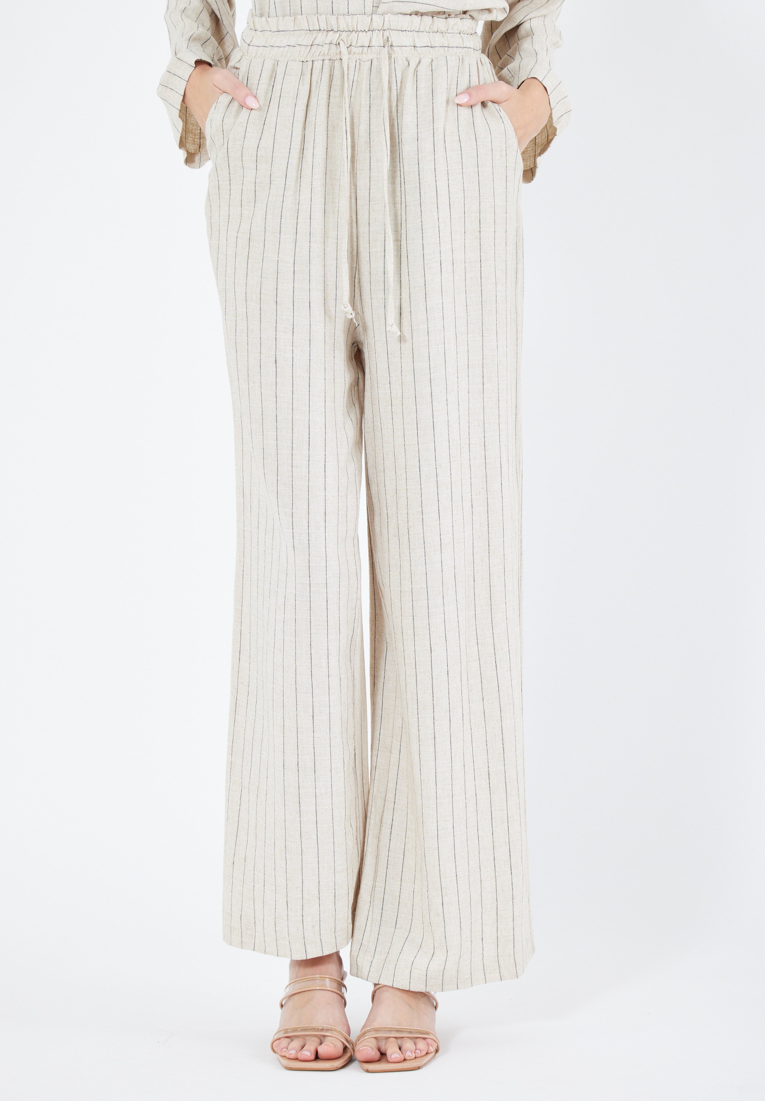 Stylish Linen Long Flared Pant With Pockets