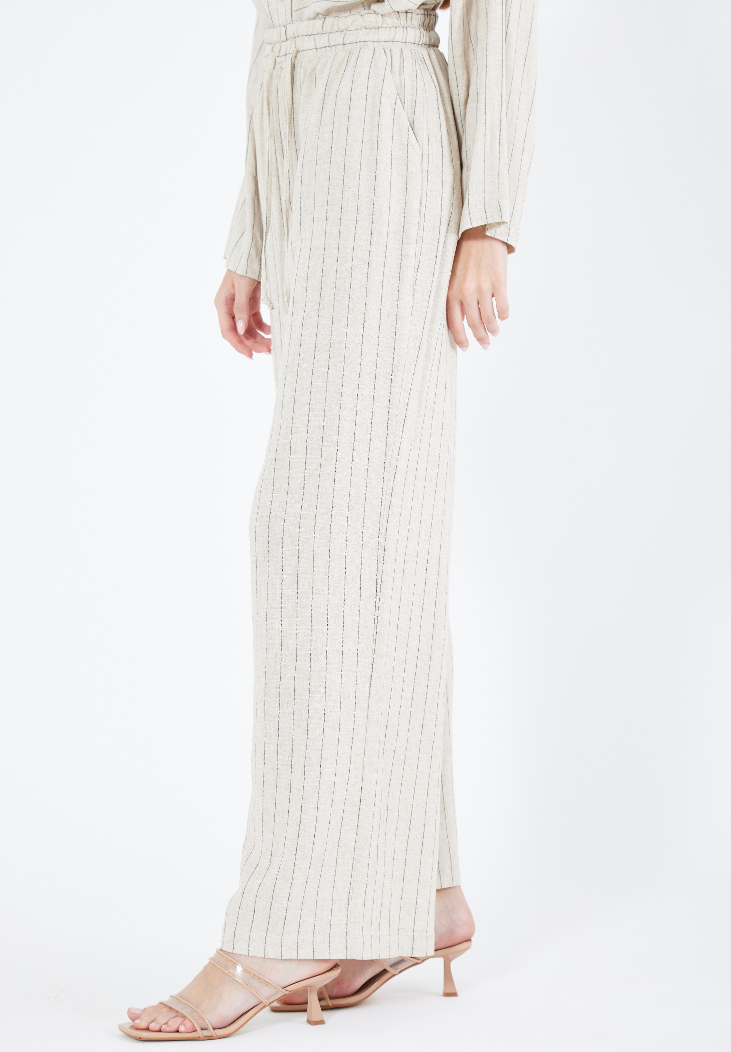 Stylish Linen Long Flared Pant With Pockets