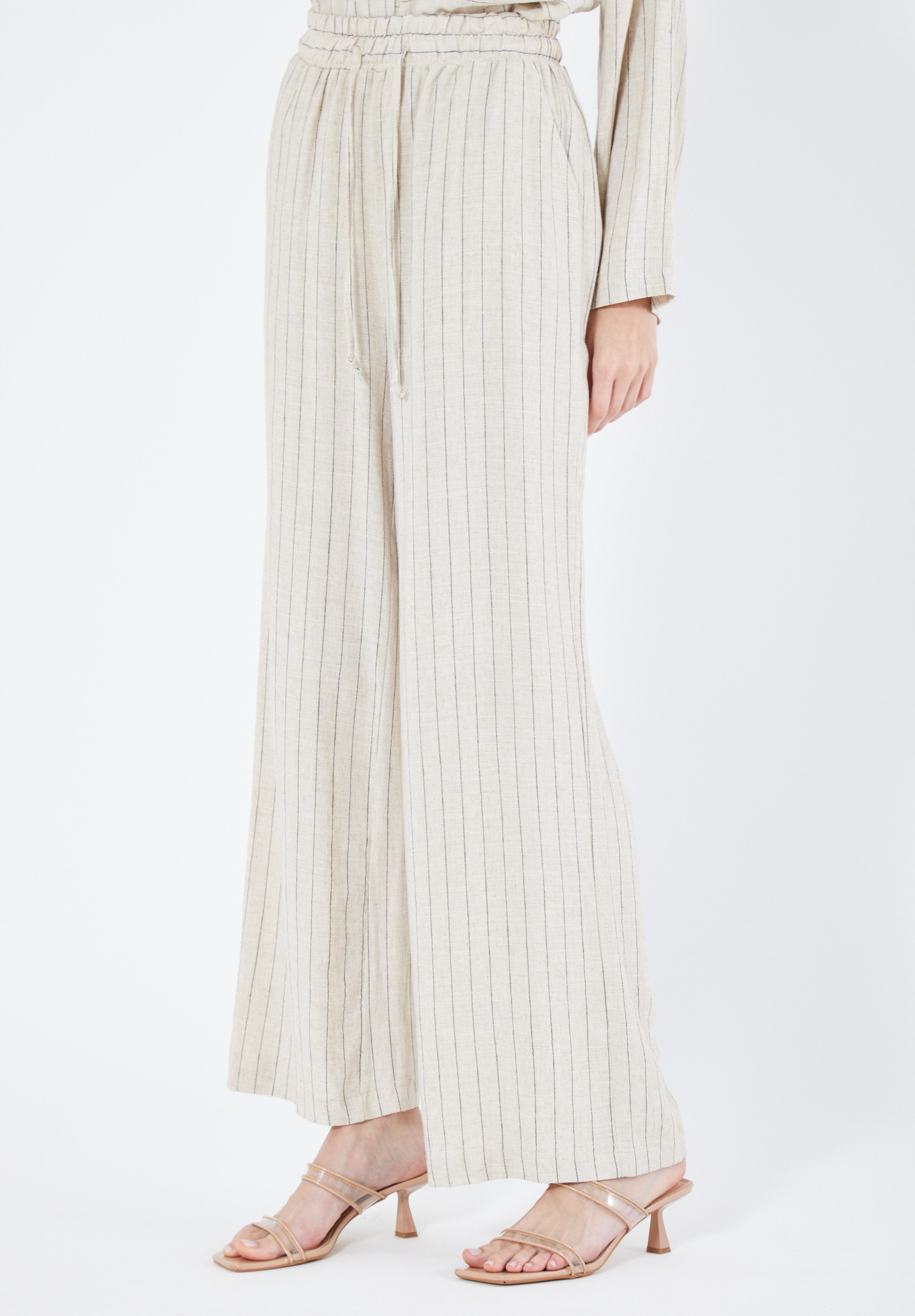 Stylish Linen Long Flared Pant With Pockets