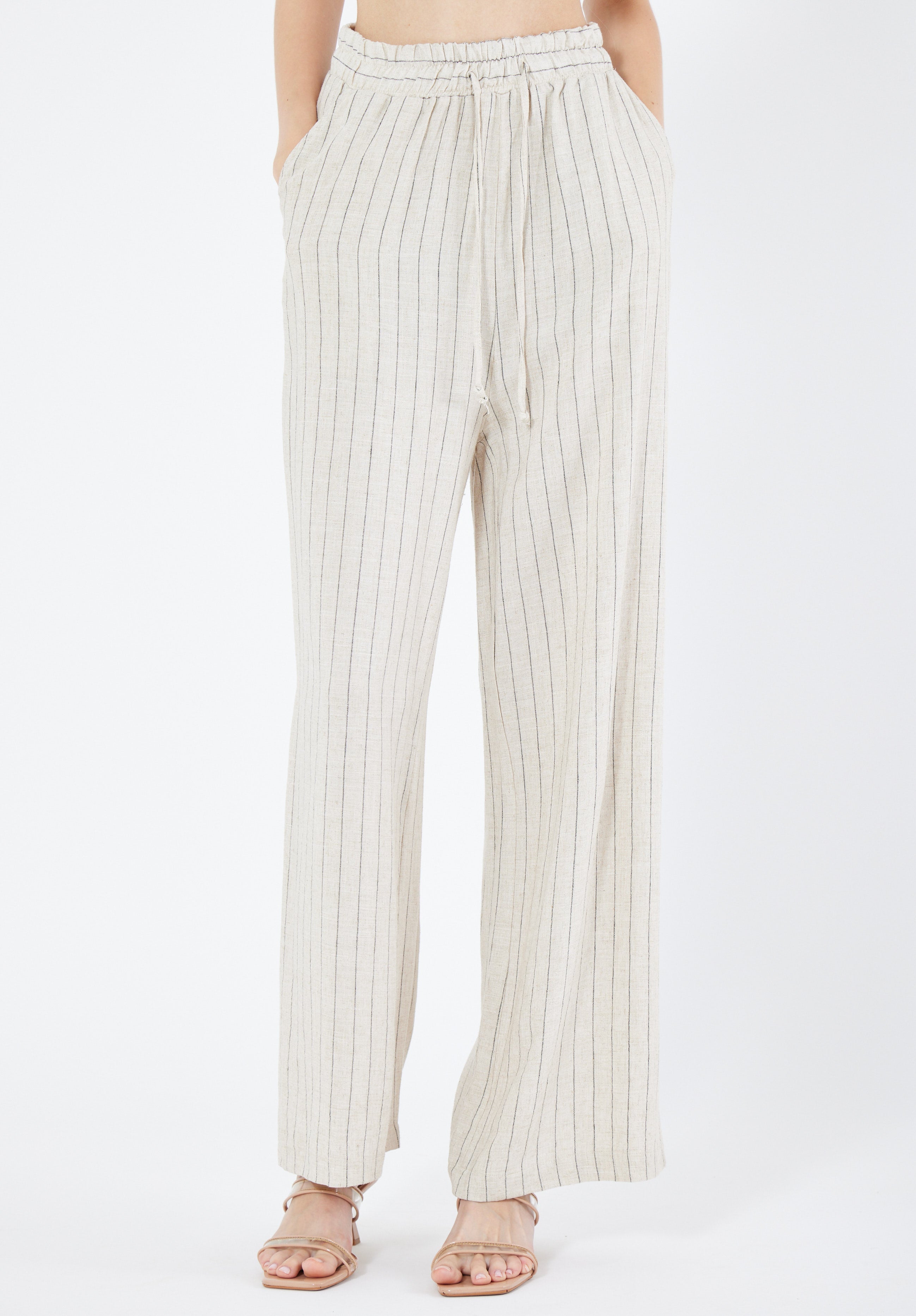 Stylish Linen Long Flared Pant With Pockets
