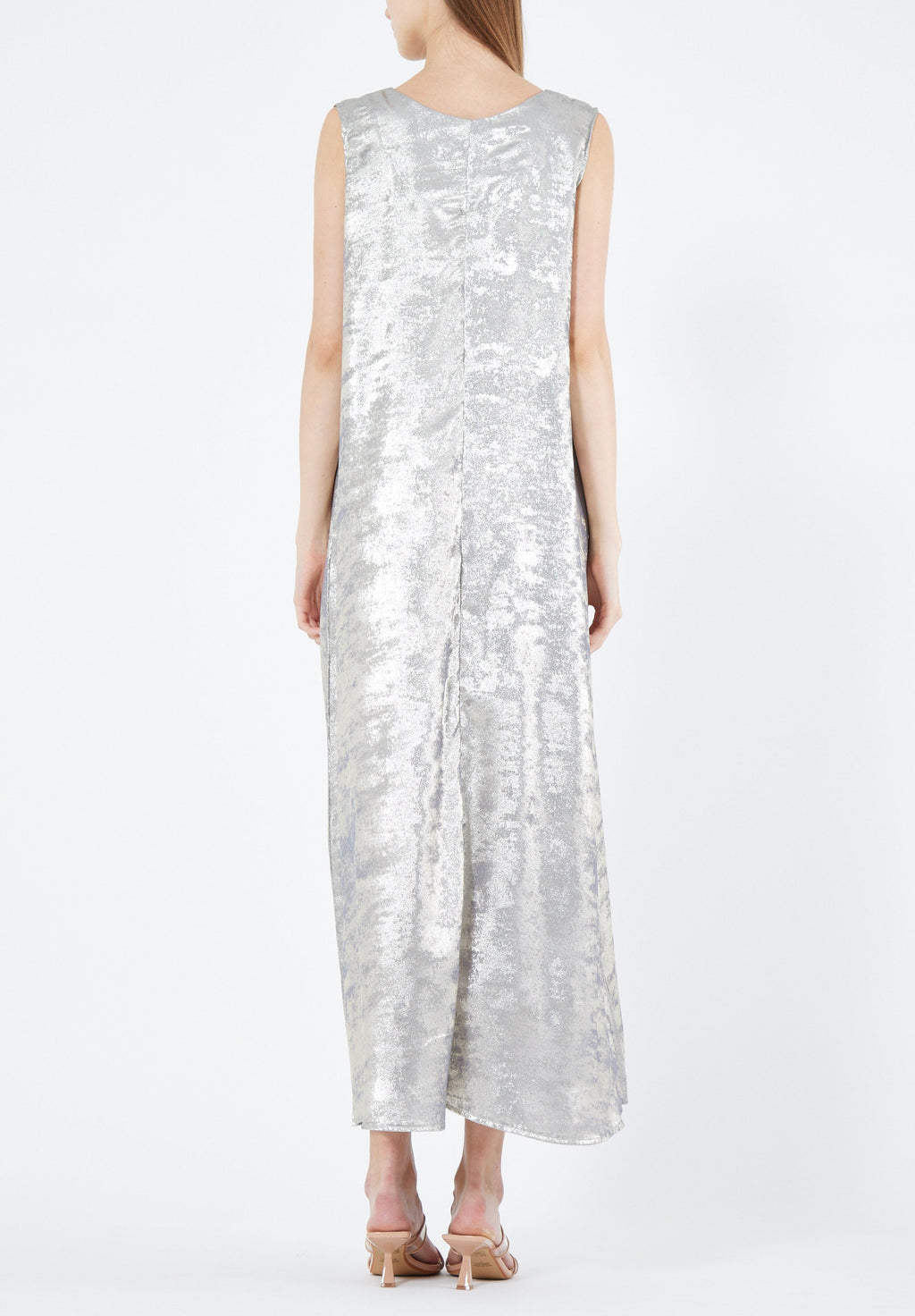 Beautiful Metallic Shaded Loose Fitted Sleeveless Long Dress