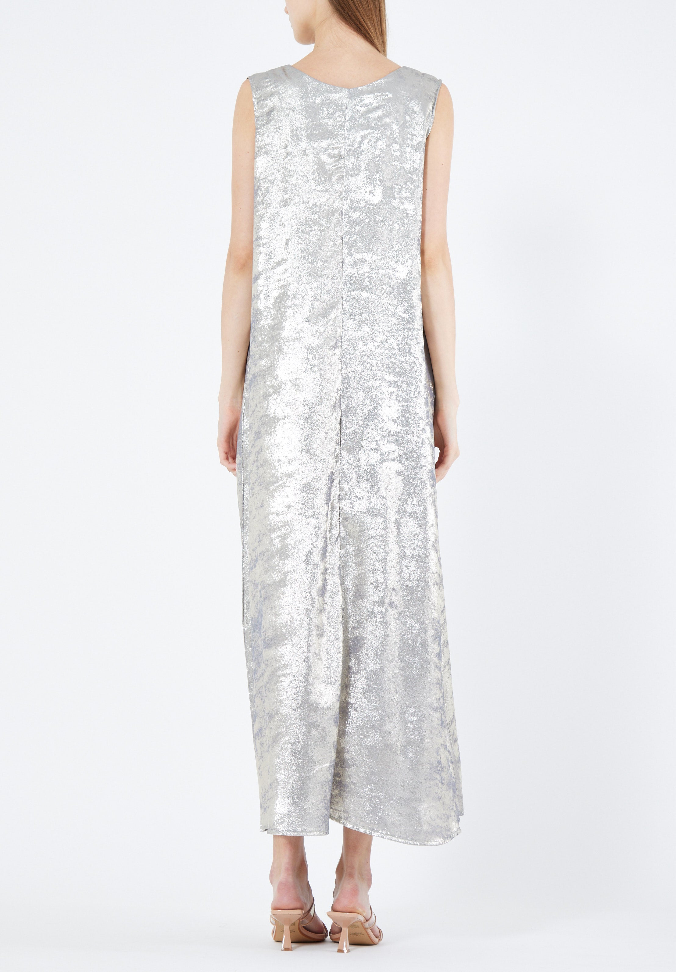 Beautiful Metallic Shaded Loose Fitted Sleeveless Long Dress