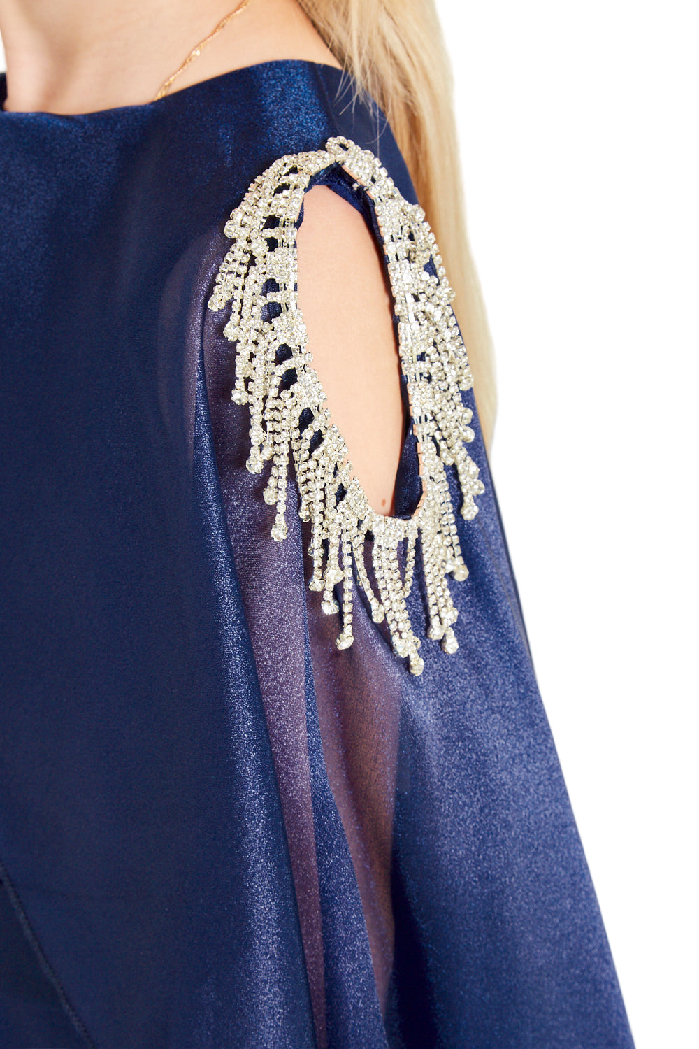 Embellished Detail Flowing Overlay Party Dress