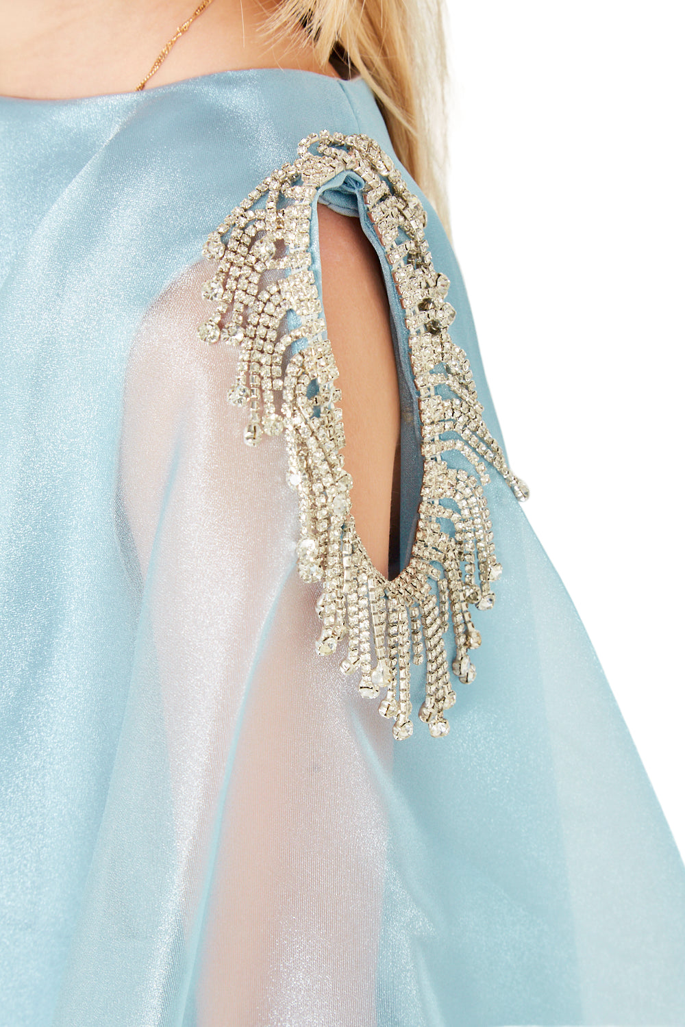Embellished Detail Flowing Overlay Party Dress