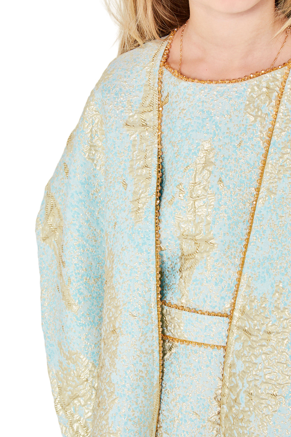 Brocade Jacquard Metallic Pattern Gown