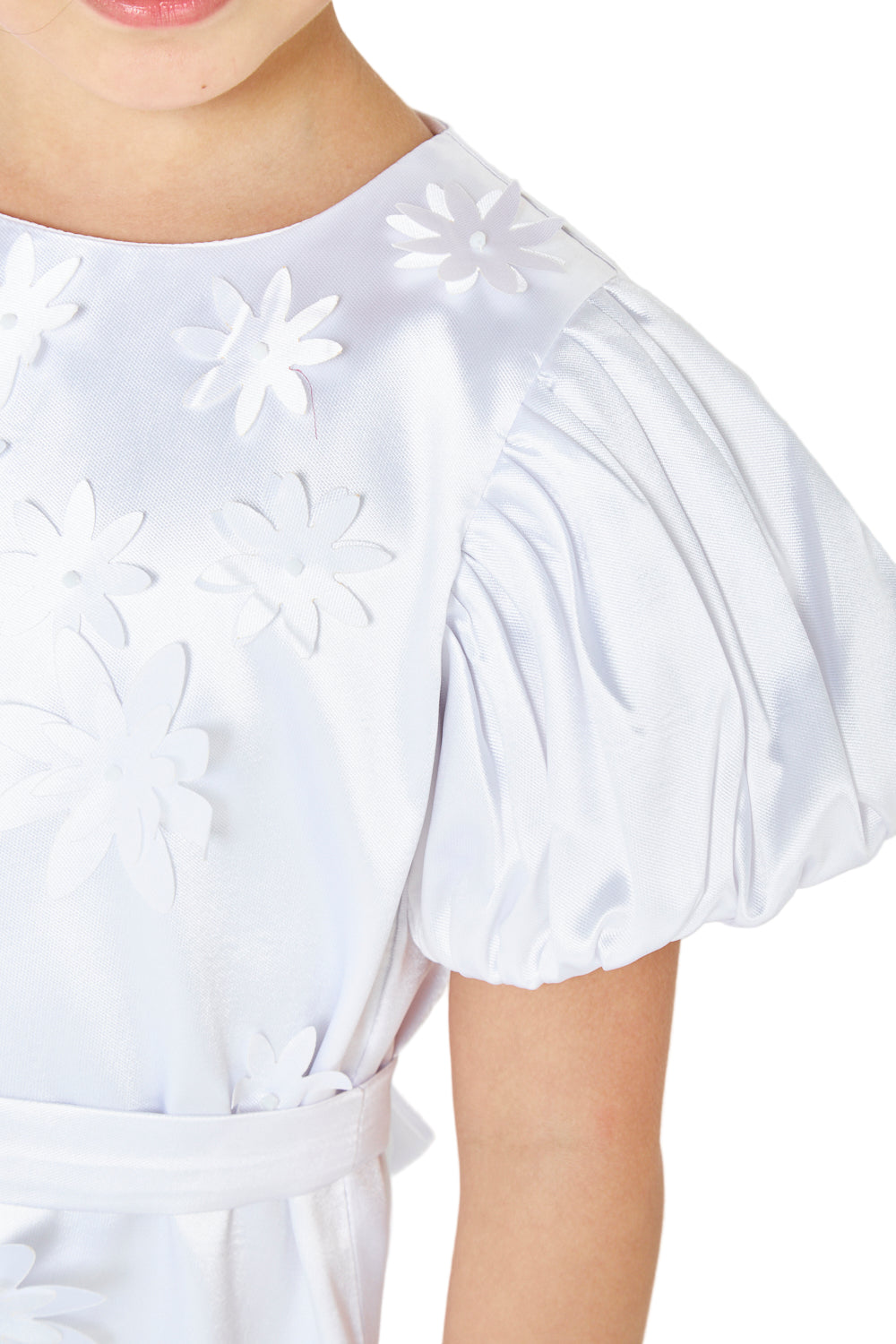 Floral Appliqué Puff Sleeve Dress