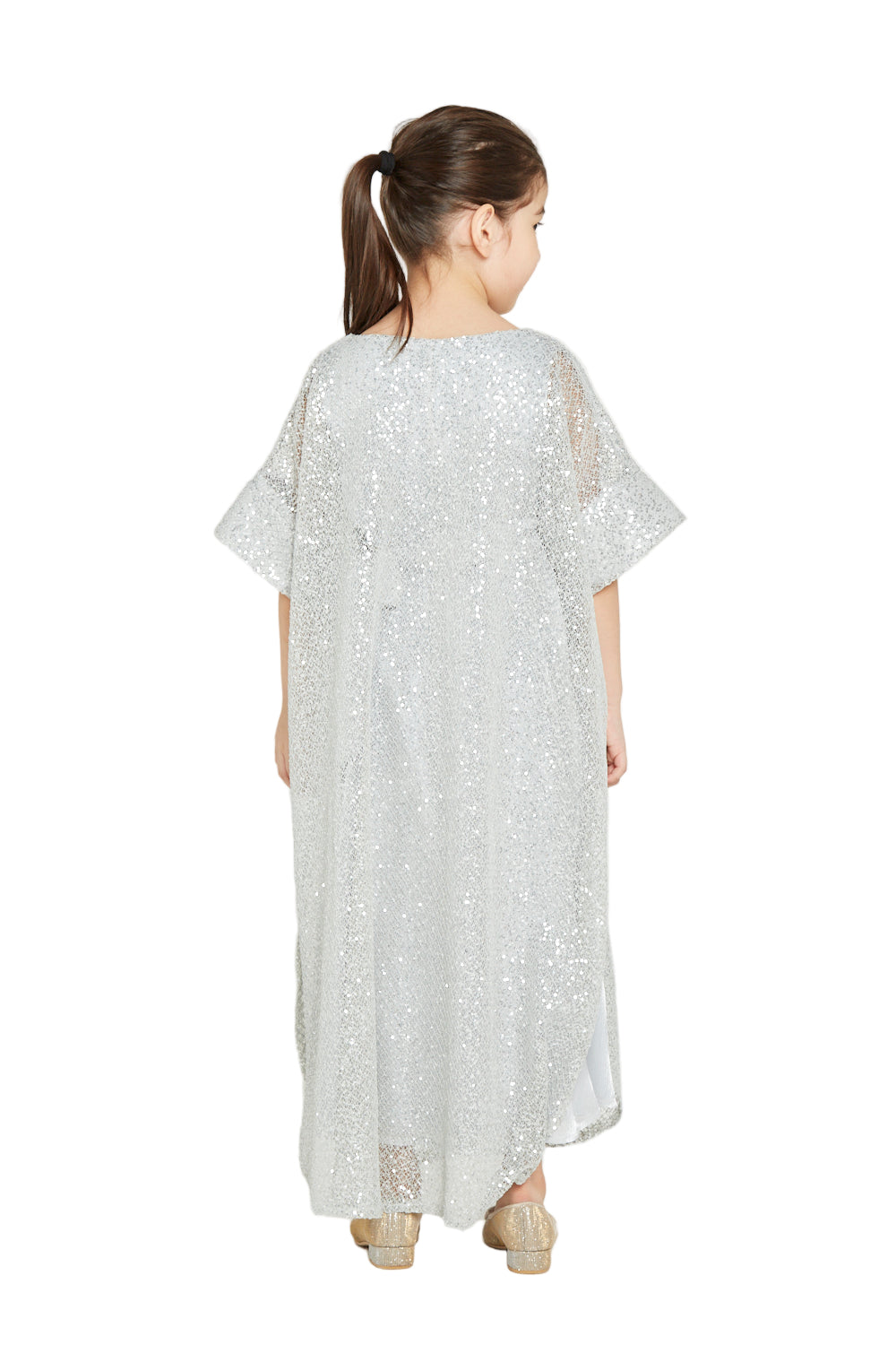 Sequin Overlay Kimono Sleeve Gown