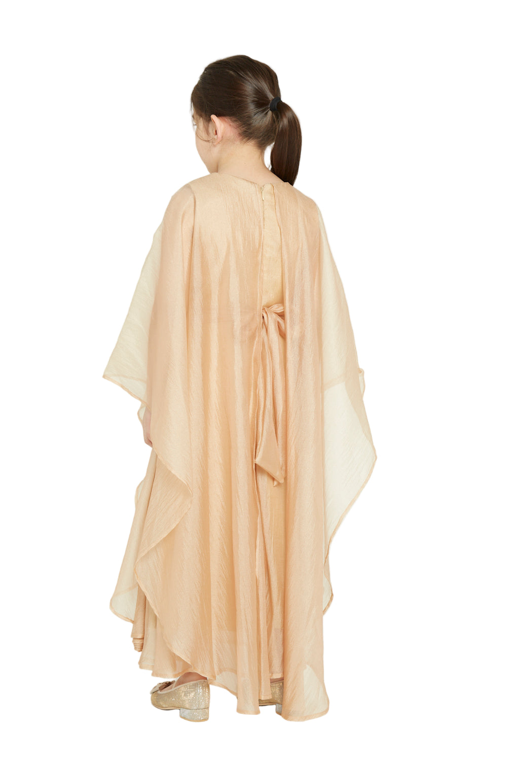 Floral Detailed-Waist Cape Dress