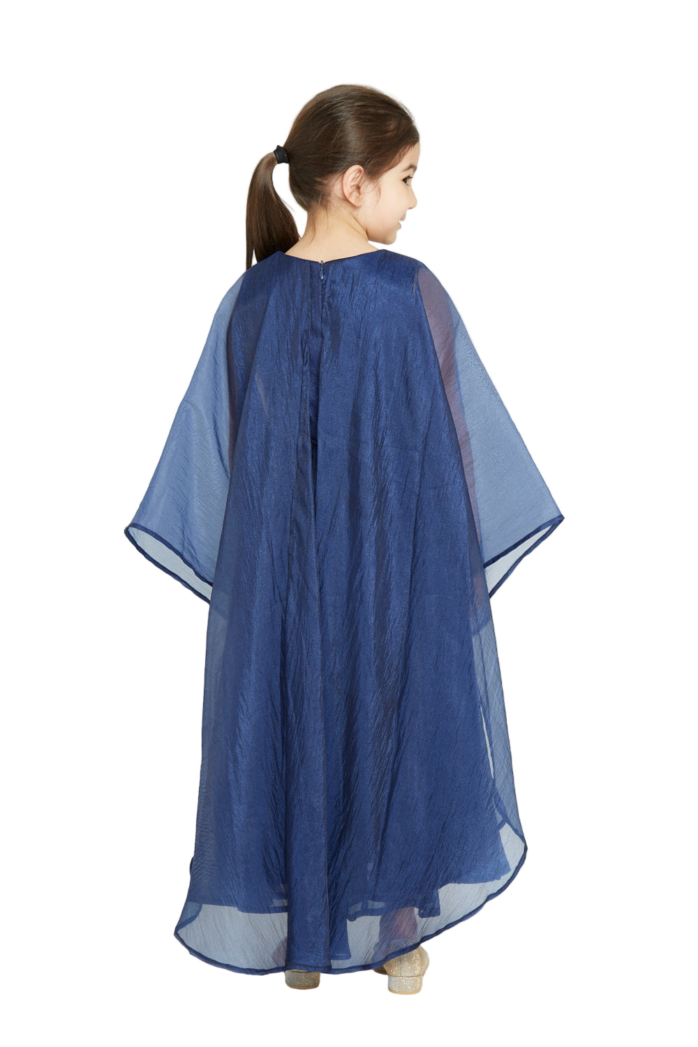 Floral Detailed-Waist Cape Dress