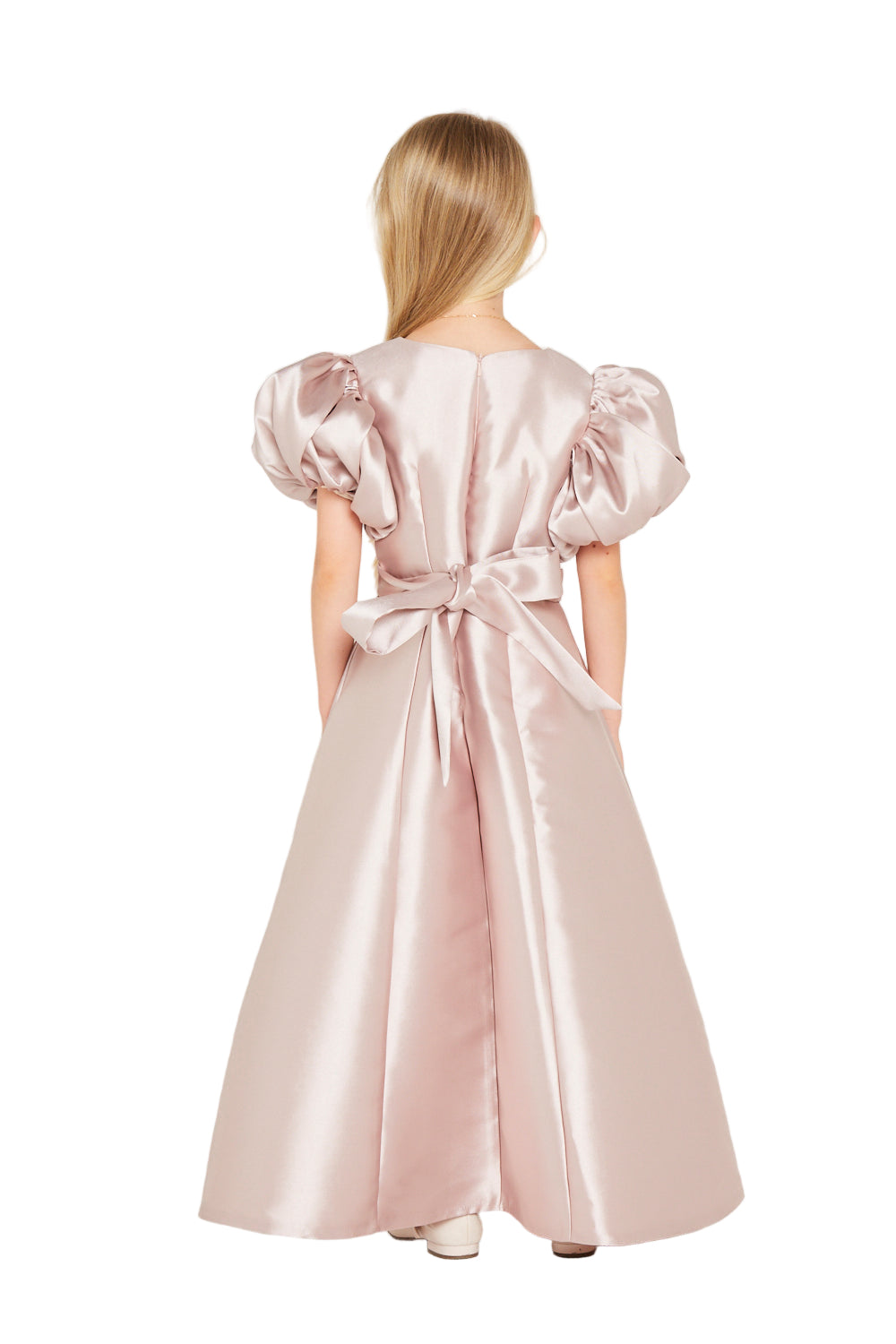 Puff Sleeve Floral Embellished Gown