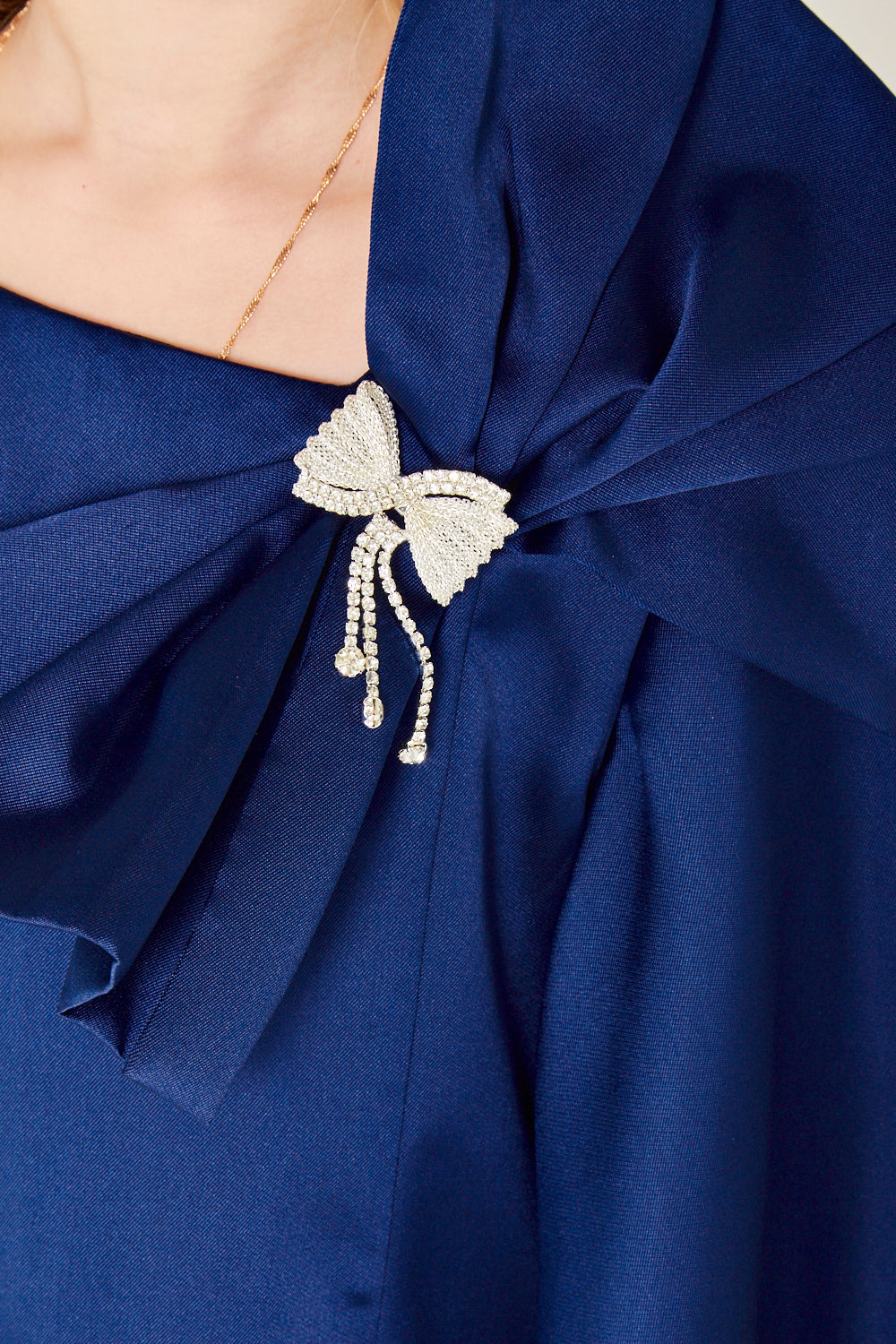 Brooch Accent Bow Detail Gown