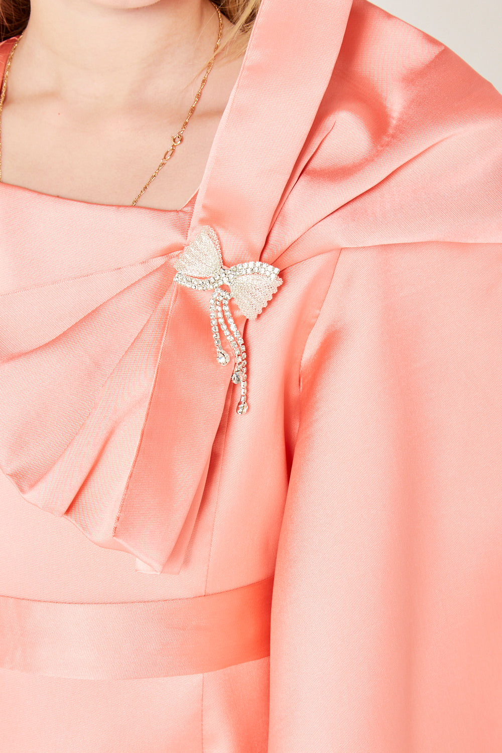 Brooch Accent Bow Detail Gown