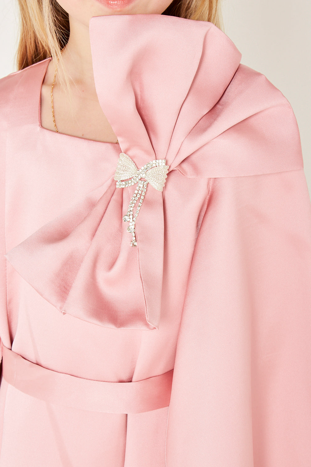 Brooch Accent Bow Detail Gown