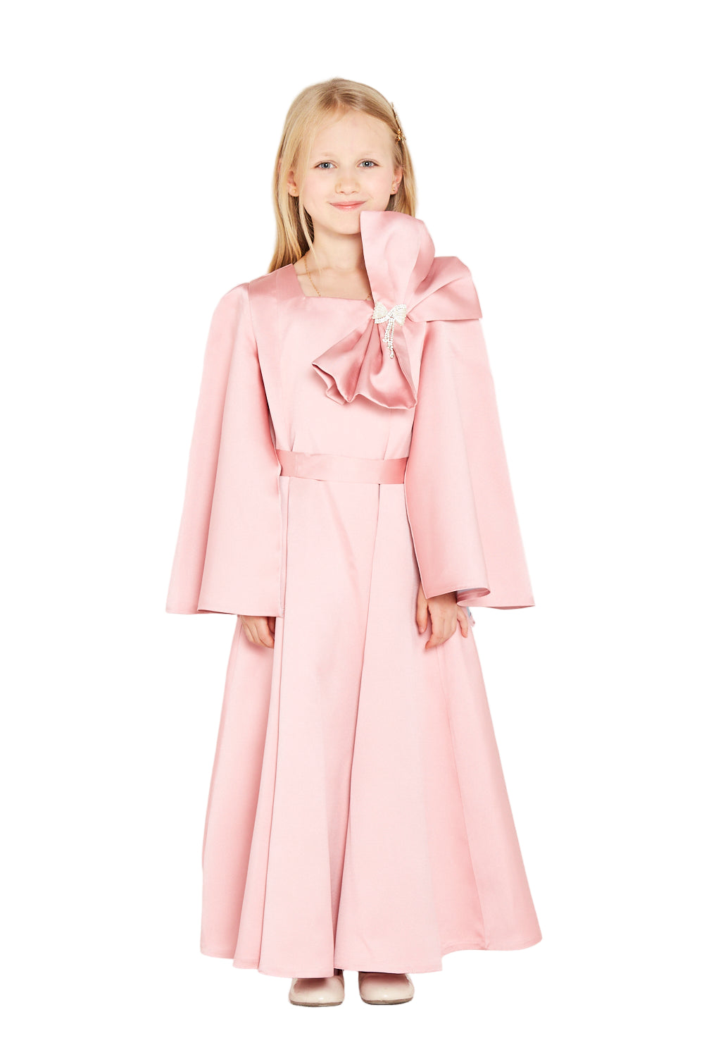 Brooch Accent Bow Detail Gown