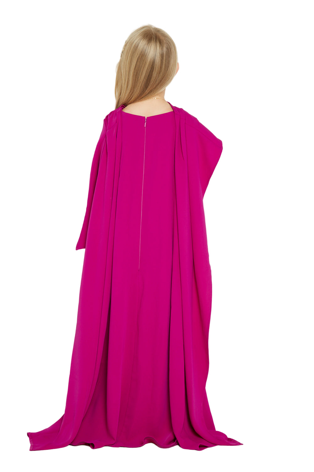 Solid Flowing Asymmetrical Draped Gown