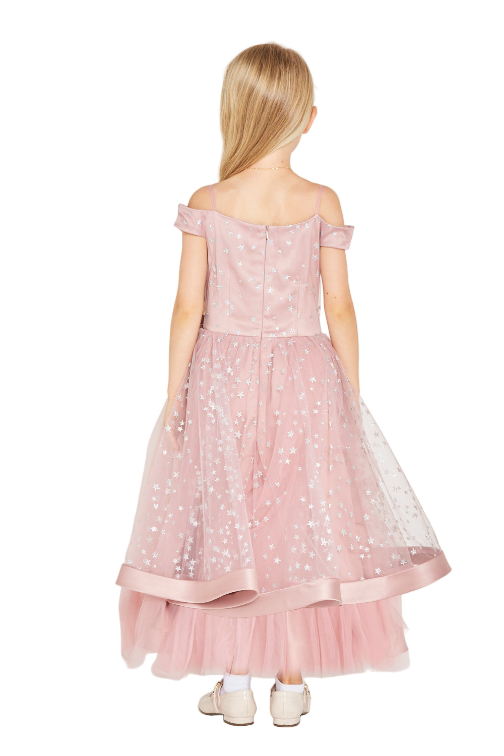 Star-Embellished Off-Shoulder Tulle Dress