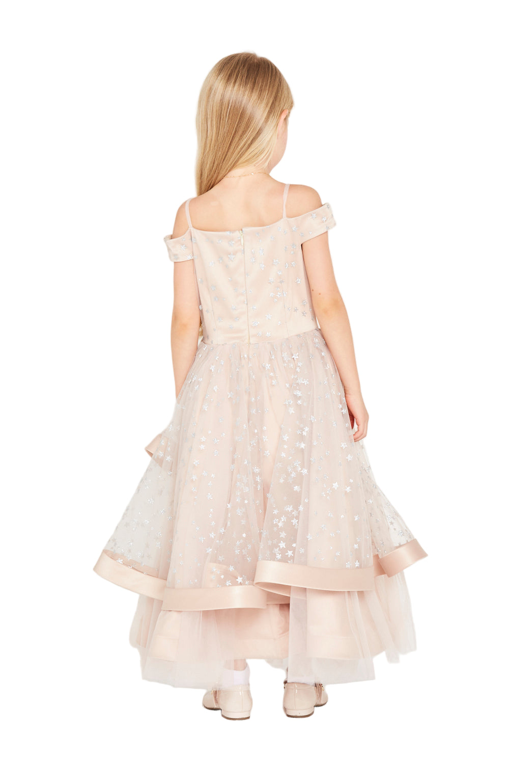 Star-Embellished Off-Shoulder Tulle Dress
