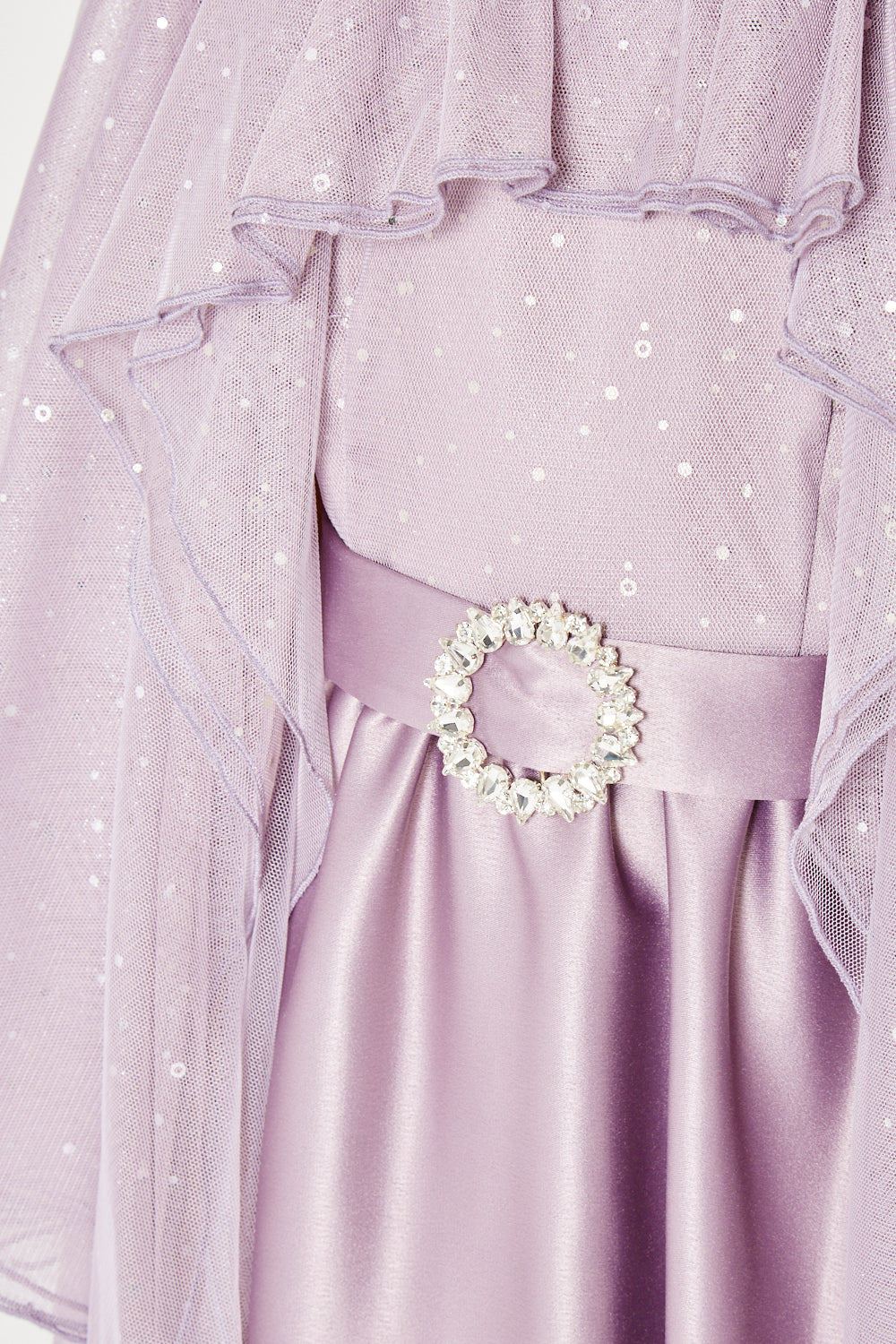 Satin Maxi Dress with Sparkle Cape Overlay